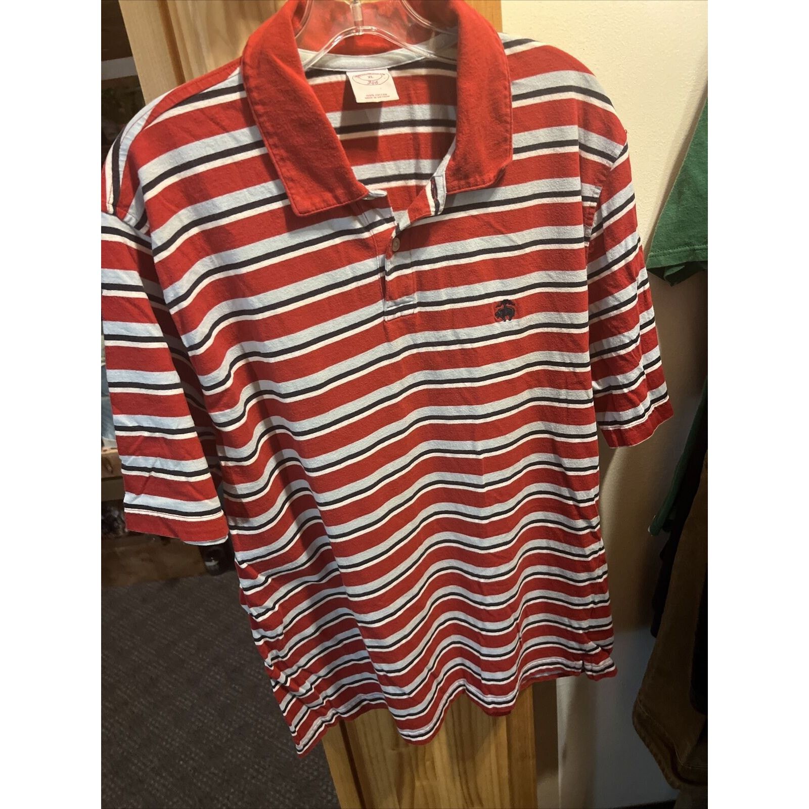 Brooks Brothers Brooks Brothers Mens XL Red Striped Button Cotton Polo Shirt Size US XL / EU 56 / 4 - 16 Thumbnail
