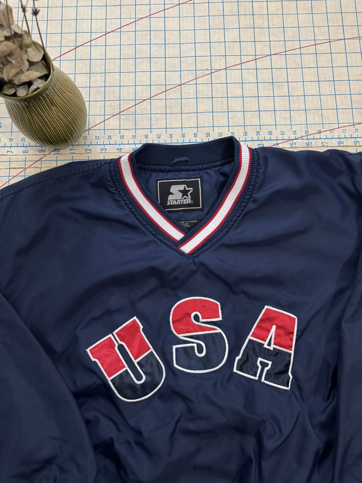 Starter Vintage Starter USA Basketball Pull Over Jacket Size Large Size US L / EU 52-54 / 3 - 8 Thumbnail