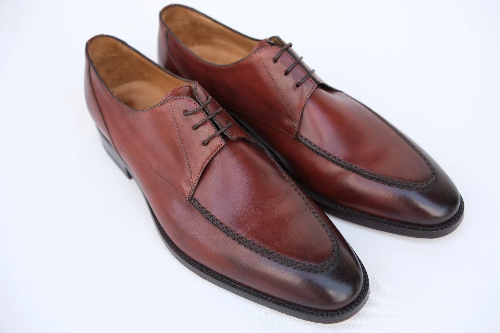 Santoni Santoni Brown Leather Derby Shoes UK 10 US 11 EU 44 Size US 11 / EU 44 - 2 Thumbnail