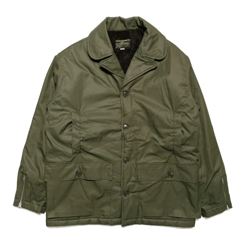 image of The Real Mccoys Usn Al-1 Flight Jacket Olive, Men's (Size Medium)