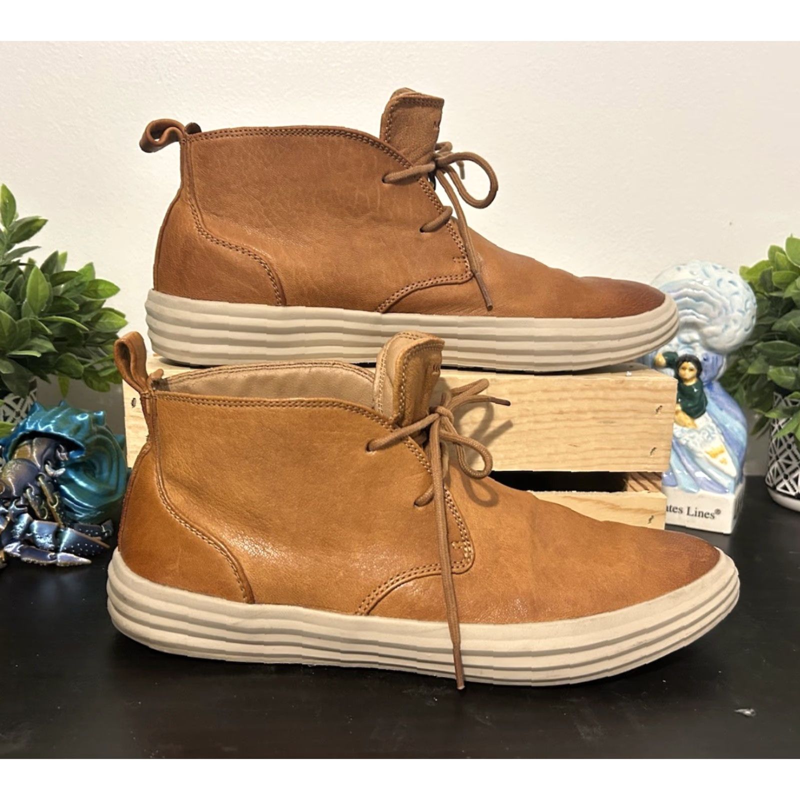 Vintage VINTAGE? No. Just rearrange: Mark Nason Mens Boot LaceUp Chelsea Leather Mid Chukka Brown Tan 11 Leather Upper Insole Outsole Casual Mens Shoes Size US 11 / EU 44 - 2 Thumbnail