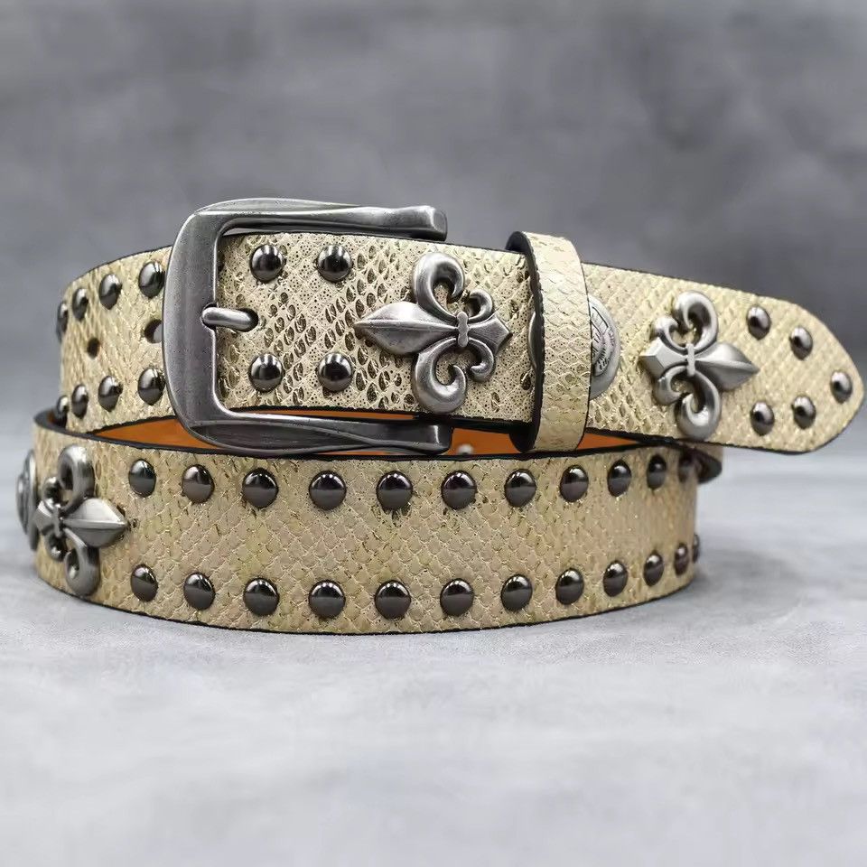Japanese Brand Y2k PU Leather Rivet Punk Skull Rock Belt 125 cm Size ONE SIZE - 8 Thumbnail