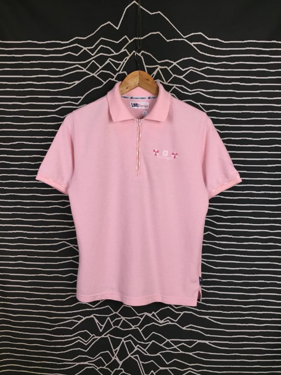 Courreges Courreges Paris Embroidered Floral Logo Quarter Zip Polo Tee Size S / US 4 / IT 40 - 2 Thumbnail
