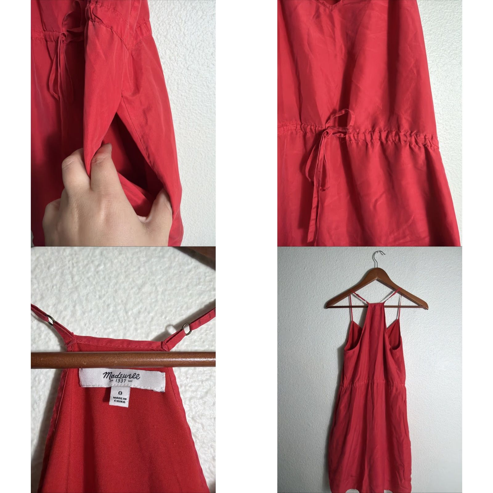 Madewell Madewell Drawstring Racerback 100% Silk Daybreak Dress Red Size 0 Womens Size XS / US 0-2 / IT 36-38 - 8 Thumbnail