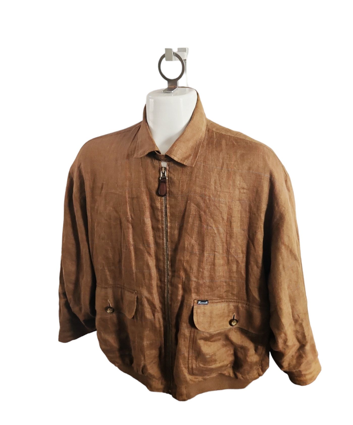 Faconnable By Albert Goldberg VTG 100% Linen Brown Jacket L