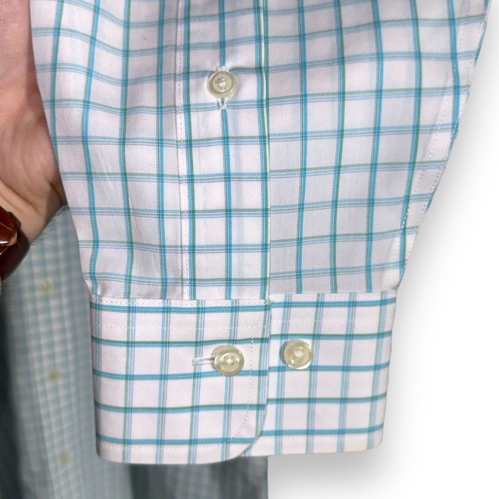 Brooks Brothers Brooks Brothers Teal & White Slim Fit Non-Iron Dress Shirt S Size US S / EU 44-46 / 1 - 6 Thumbnail