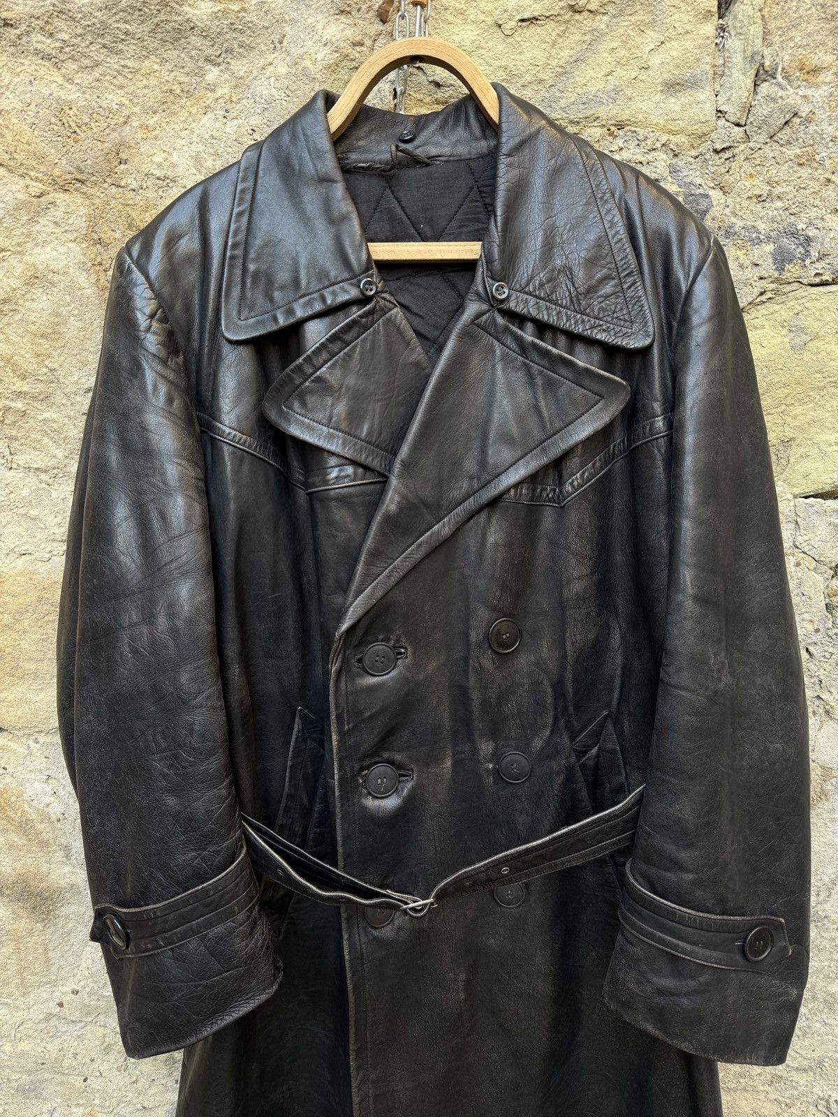 Vintage Retro Military WW2 German Luftwaffe Distressed Leather Coat Size US L / EU 52-54 / 3 - 2 Thumbnail