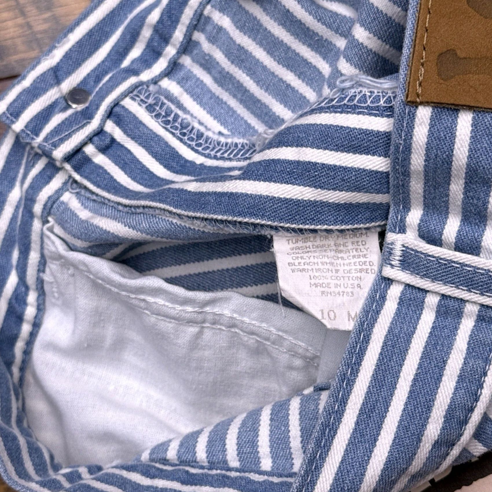Lee VINTAGE Lee Relaxed For Shorts Womens 10 Blue Striped Denim High Rise USA New Size 32" / US 10 / IT 46 - 5 Thumbnail