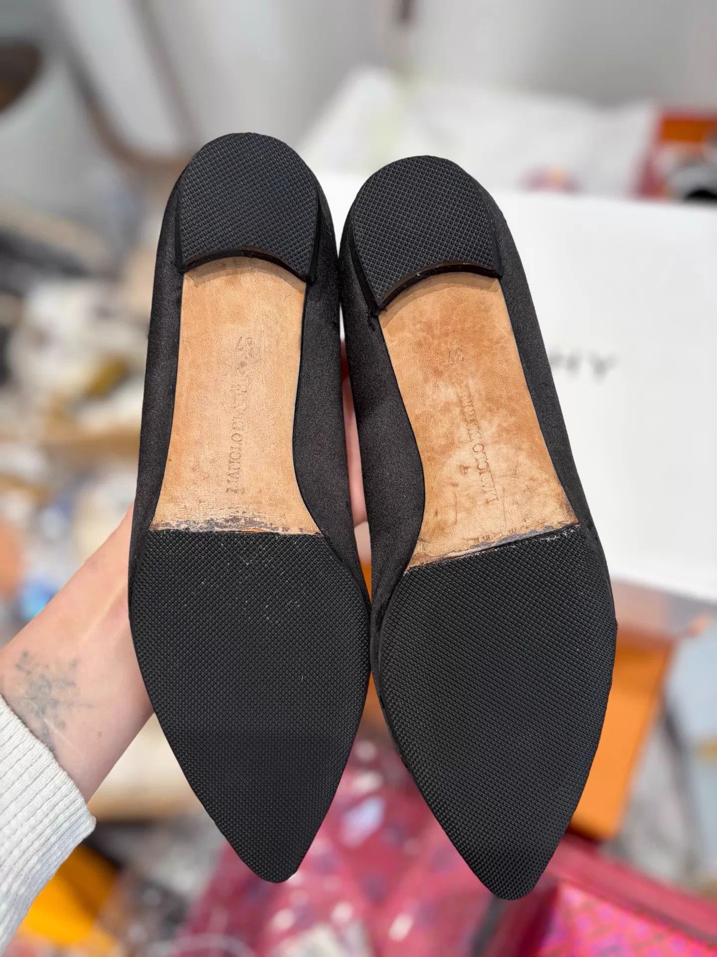 Manolo Blahnik MBBlack&GunmetalSquareCrystalBuckleLoafers3799New Size US 6.5 / IT 36.5 - 6 Thumbnail