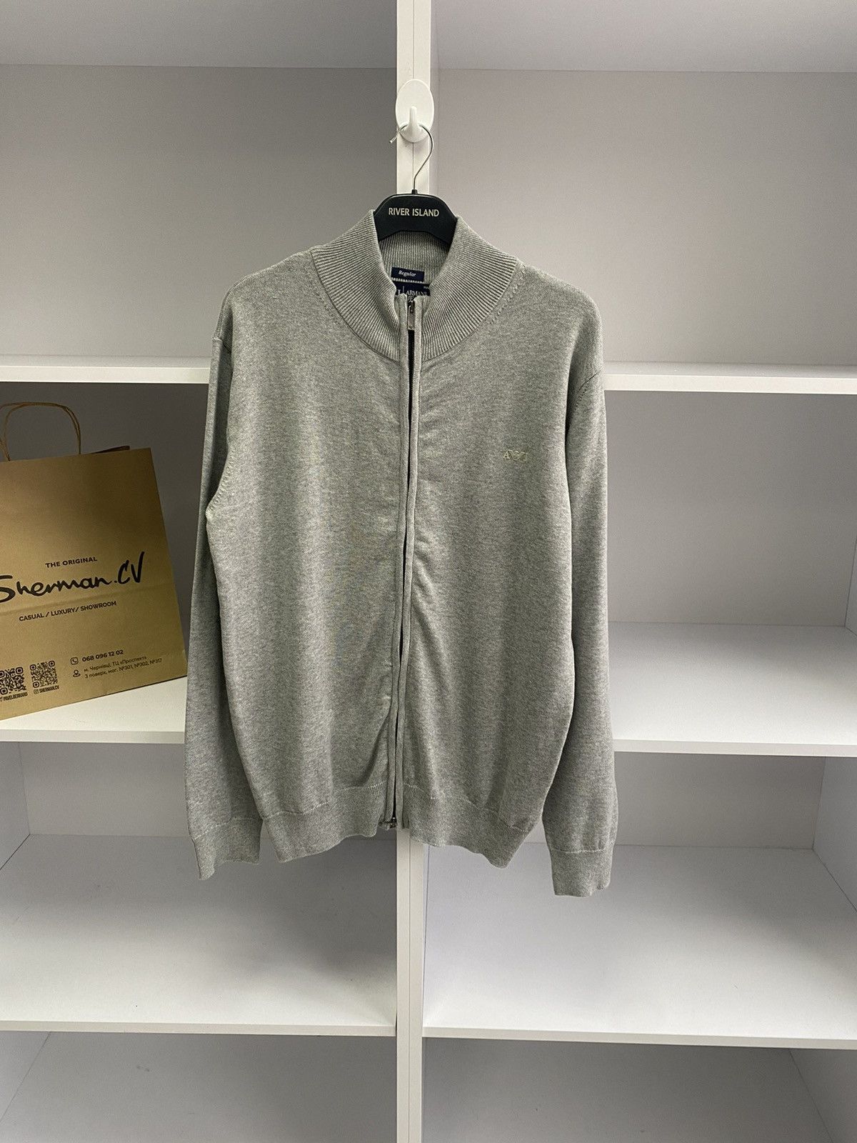 Armani × Vintage Vintage Armani Jeans Luxury Streetwear Zip Sweatshirt Size US XL / EU 56 / 4 - 3 Thumbnail
