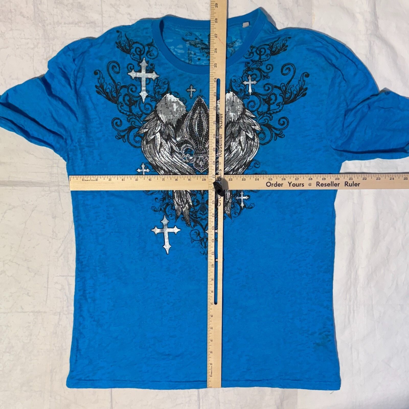 Affliction Rock & Roll Cowgirl Y2K TShirt Teal Womens XXL Affliction S Size US XXL / EU 58 / 5 - 4 Thumbnail