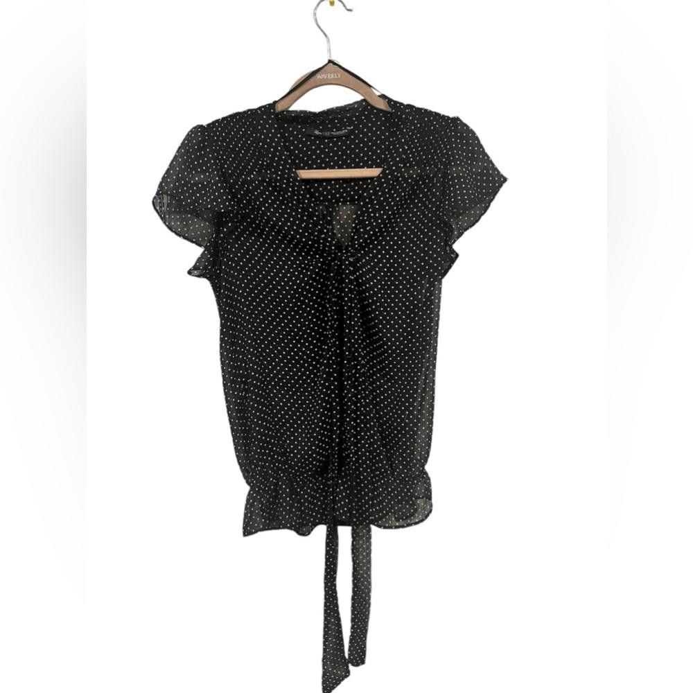 Zara Zara TRF Black & White Polka Dot Sheer Blouse Size M / US 6-8 / IT 42-44 - 2 Thumbnail