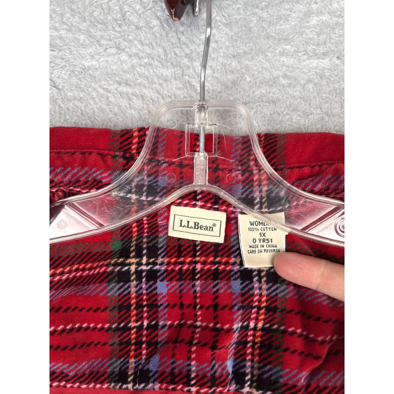 Vintage L.L.Bean Shirt Womens 1X Red Plaid Flannel Button Front Long Sleeve Cotton Hike Size XL / US 12-14 / IT 48-50 - 3 Thumbnail