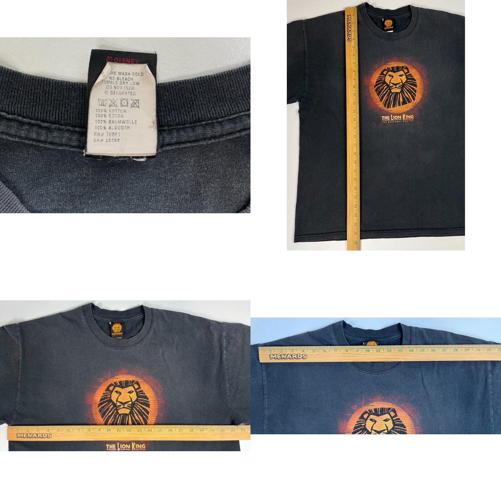 Disney Disney The Lion King Broadway Musical Chicago T-Shirt Double-Sided XL Unisex Adults Black Cotton Vintage Disney Shirt Mens Size US XL / EU 56 / 4 - 7 Thumbnail