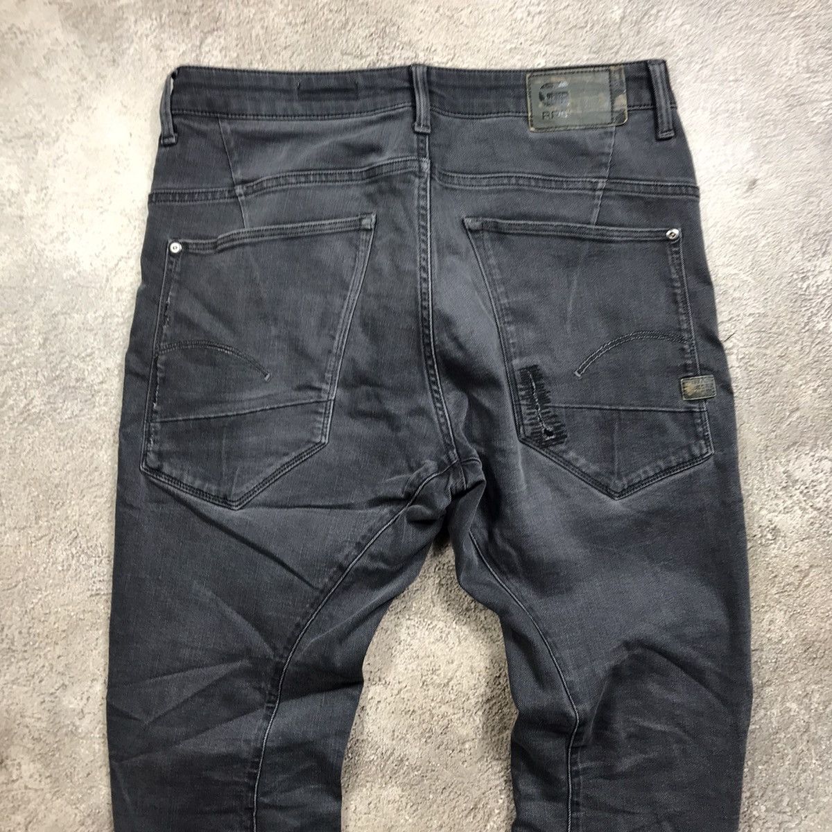 Vintage Vintage 90s G Star Distressed Baggy Denim Jeans Washed Grey Size US 33 - 5 Thumbnail