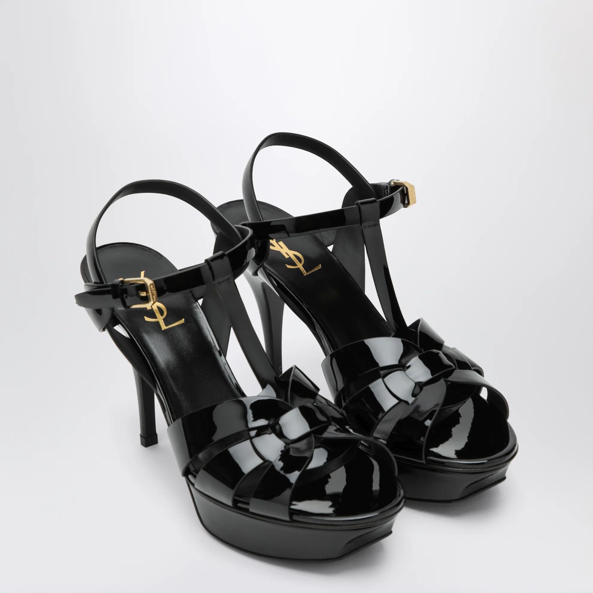 Saint Laurent Paris o1d2blof0526 Patent Leather Sandals in Black Size US 7 / IT 37 - 2 Thumbnail