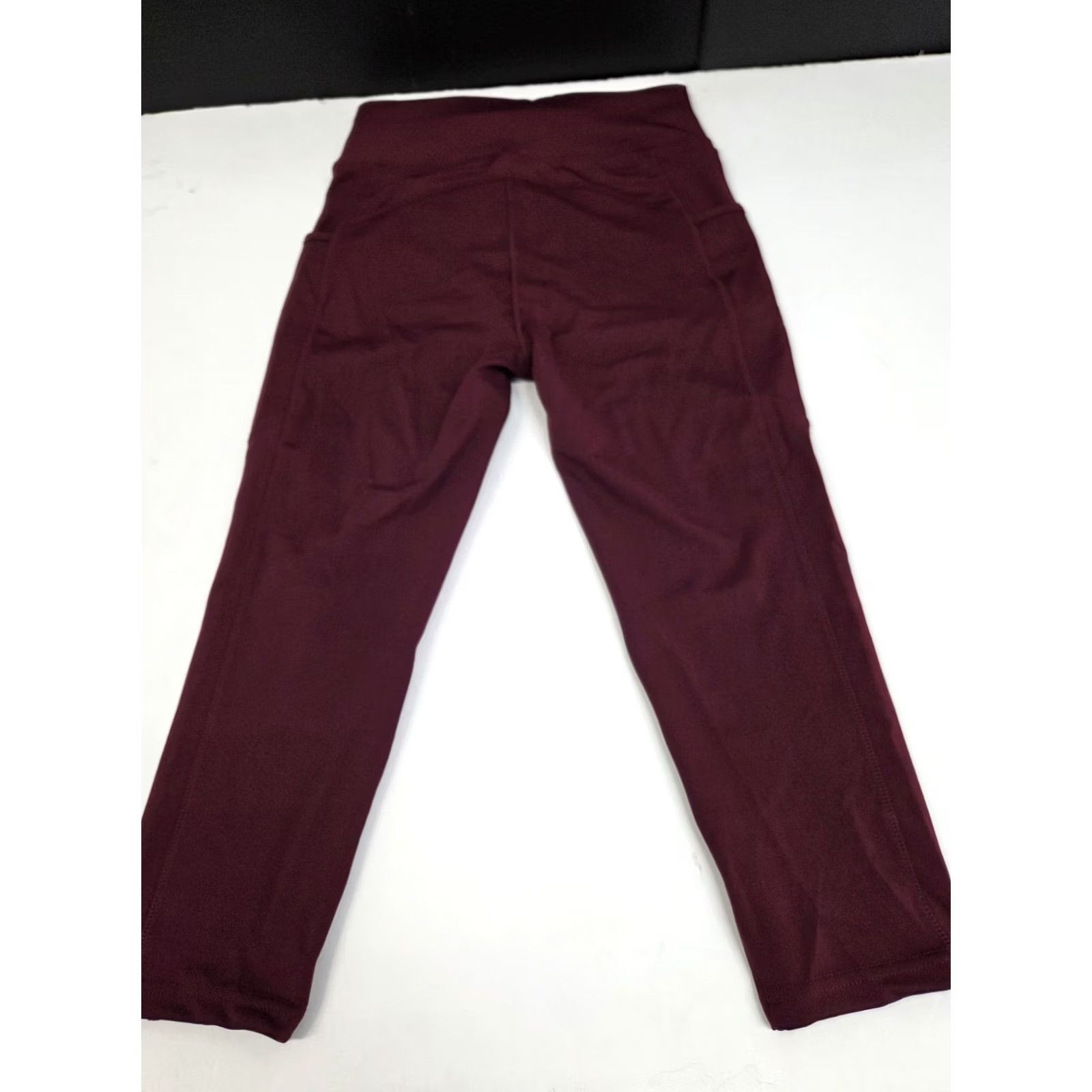 Vintage POP Fit Woman’s Leggings Capri Maroon High Rise Pockets Stretch Activewear Casual M Size 32" / US 10 / IT 46 - 2 Thumbnail