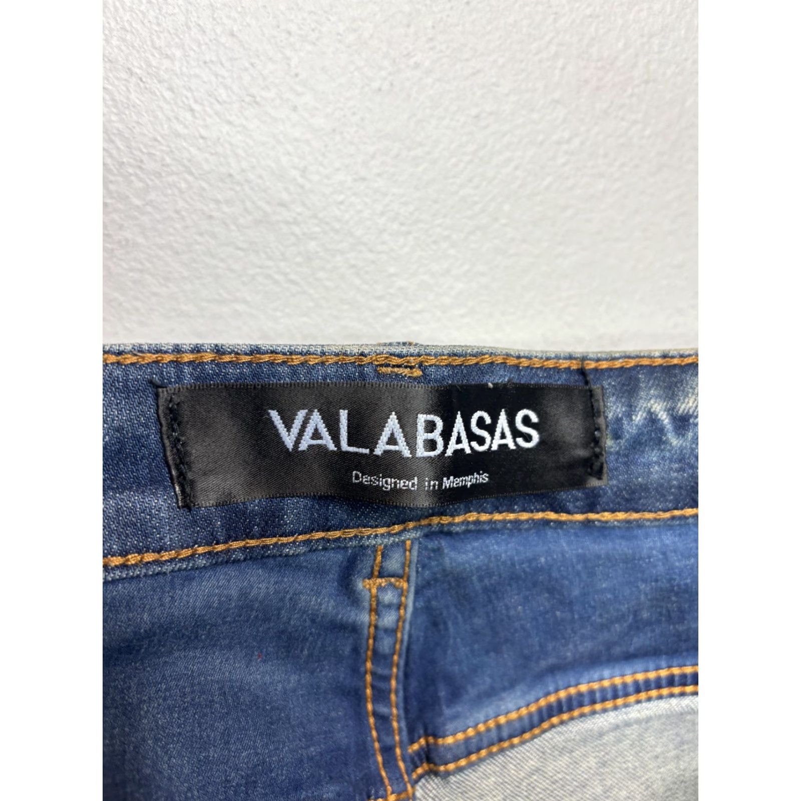 Denime VALABASAS Jeans Mens 32x32 Blue Medium Wash Distressed Skinny Stretch Denim Size US 32 / EU 48 - 7 Thumbnail