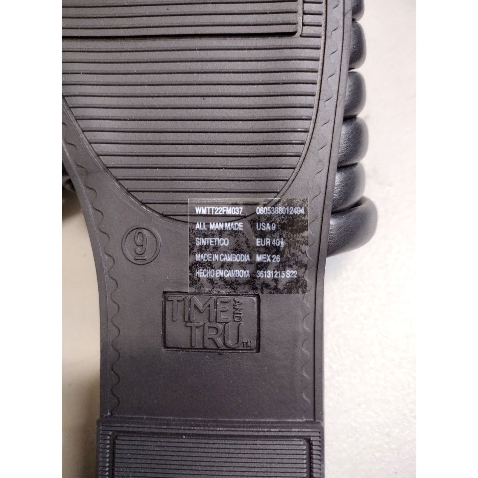 Vintage Time And Tru Women's Black Multi-Band Slide Flat Sandals Memory Foam Size 9 Size US 9 / IT 39 - 7 Thumbnail