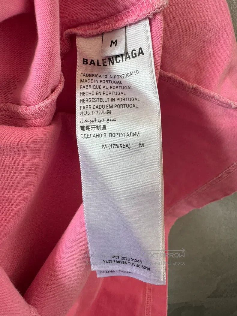 Balenciaga Balenciaga Pink Washed Aged Embroidered Letter Short-sleev Size US M / EU 48-50 / 2 - 5 Thumbnail