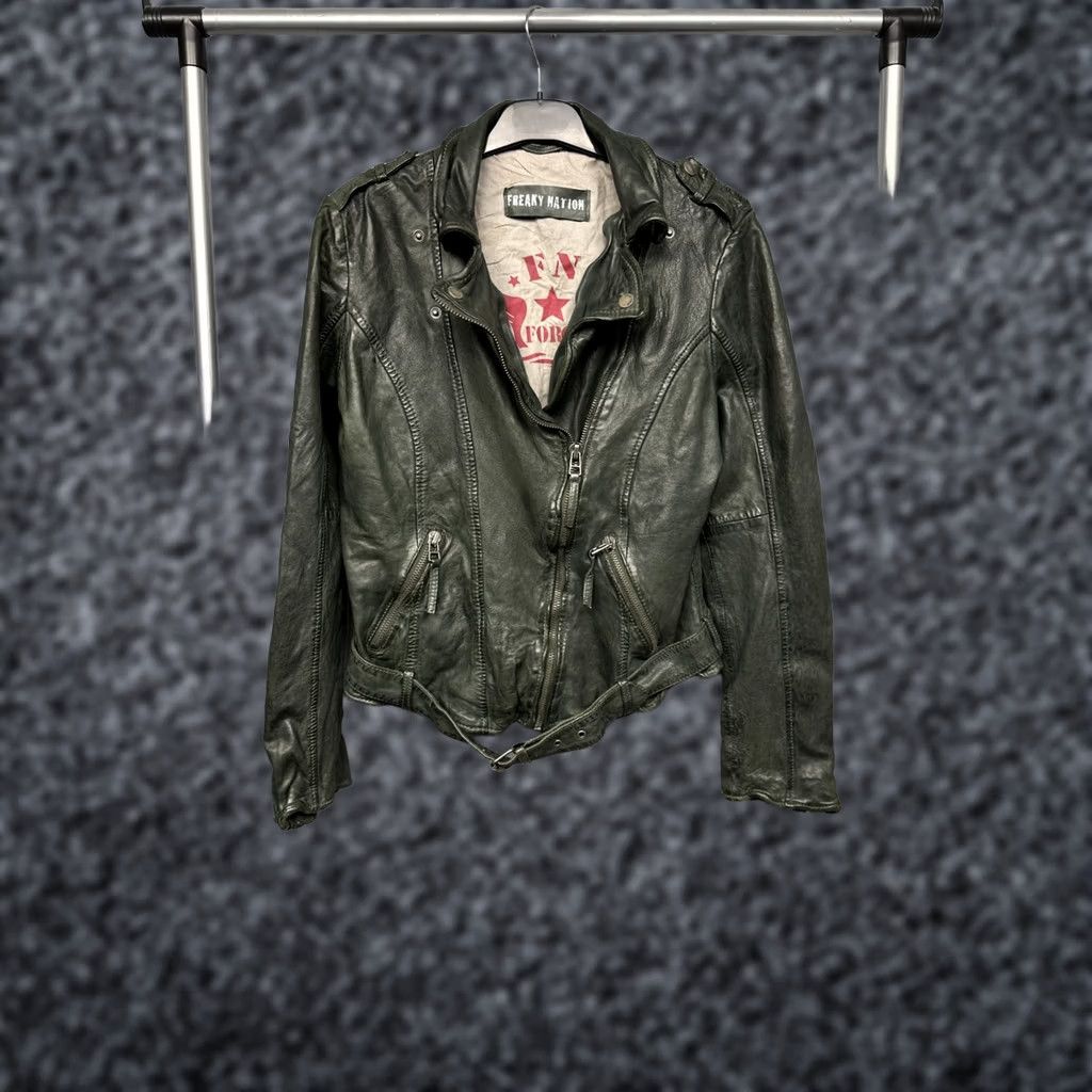 Vintage Freaky Nation Womens Biker Leather Jacket XL Size Jacket Size XL / US 12-14 / IT 48-50 - 1 Thumbnail