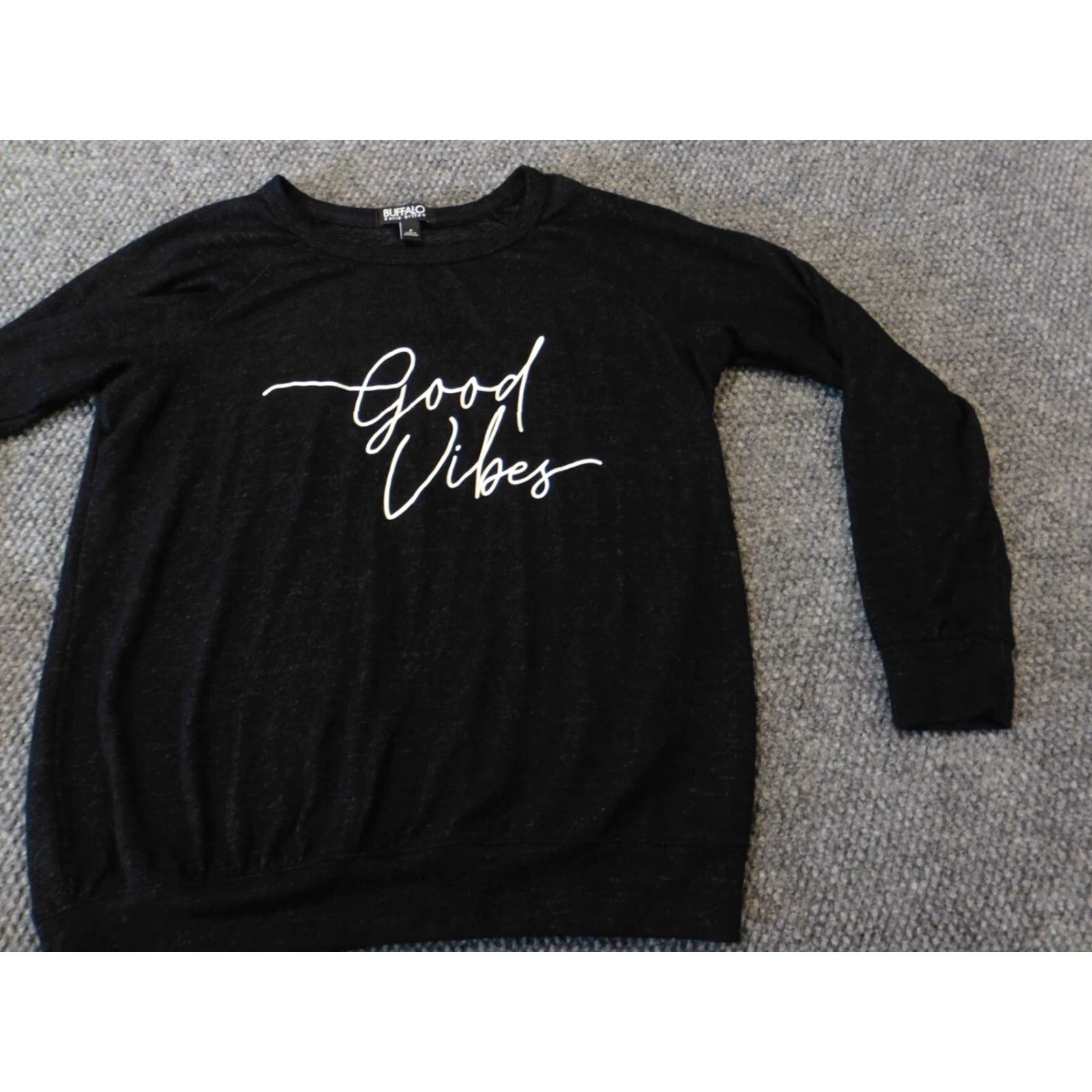 Buffalo David Bitton Buffalo Womens Sweater S Black Pullover Crewneck Knit Raglan Sleeve Long Sleeve Stretch Logo Classic Size S / US 4 / IT 40 - 3 Thumbnail