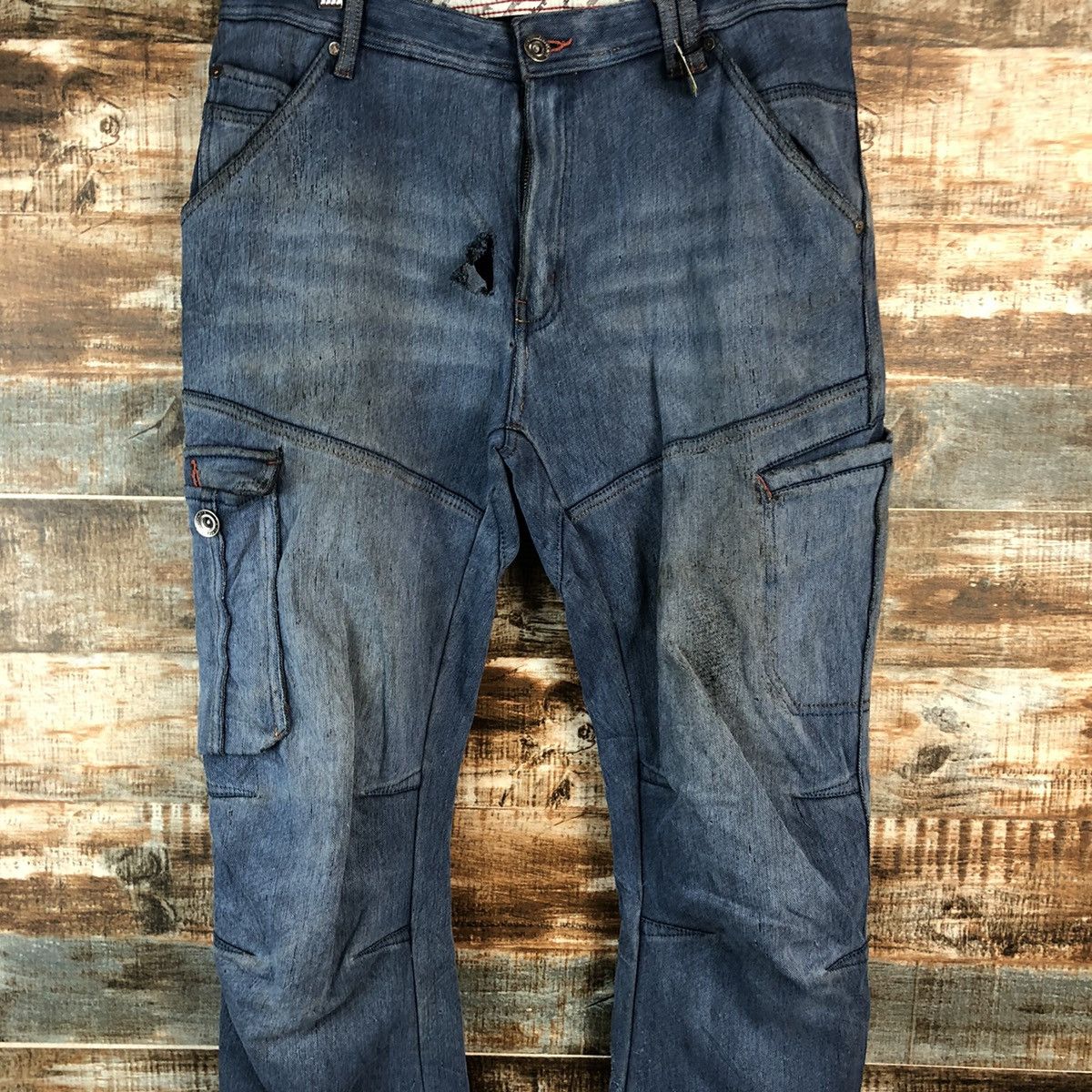Japanese Brand Field Core Blue Distressed Denim Pants #A2138 Size US 33 - 5 Thumbnail