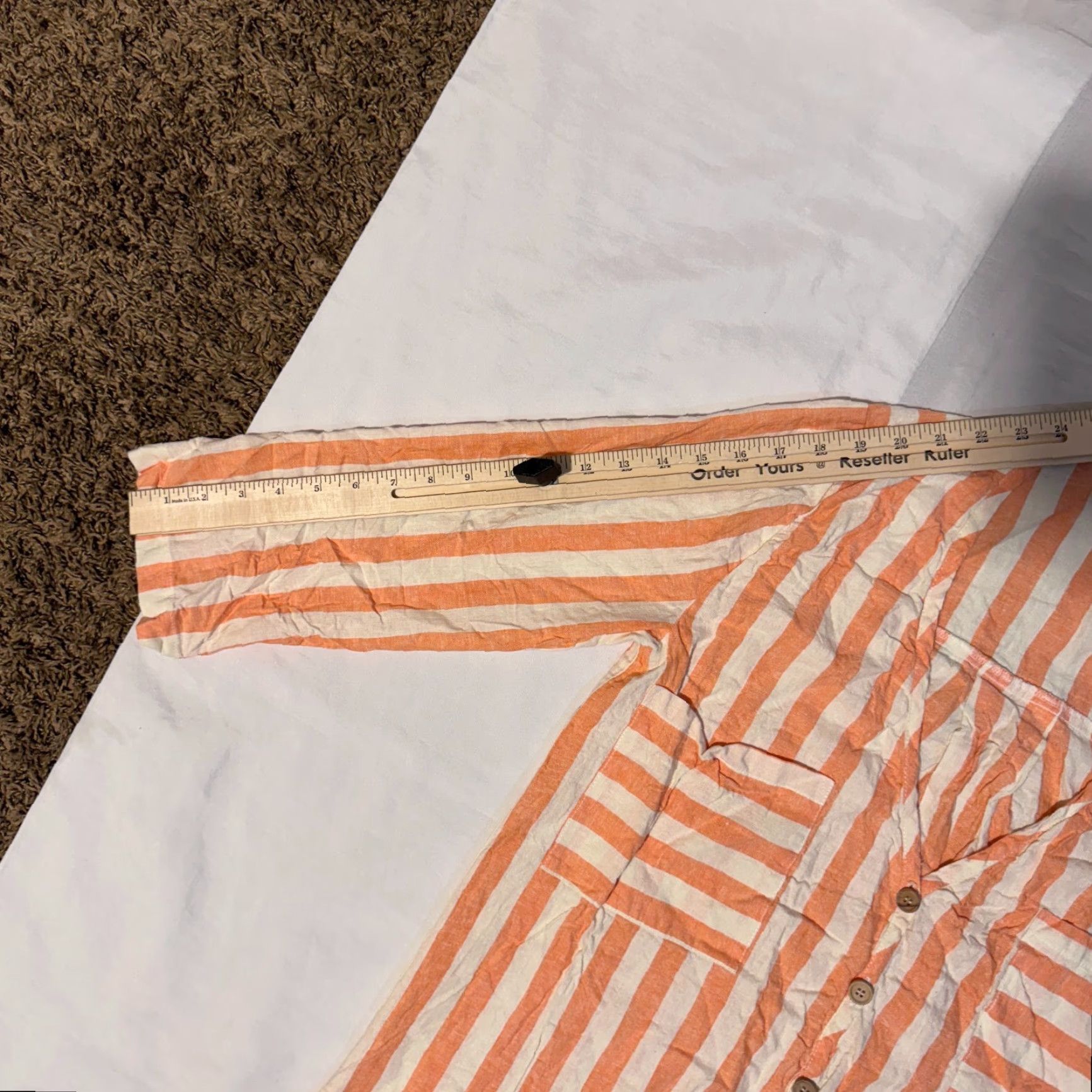 Show Me Your MuMu Show Me Your MuMu Tunic Shirt - Women S Button-Up Linen Orange Striped Pocket Collared Long Sleeve Breathable Casual Blouse Size S / US 4 / IT 40 - 5 Thumbnail