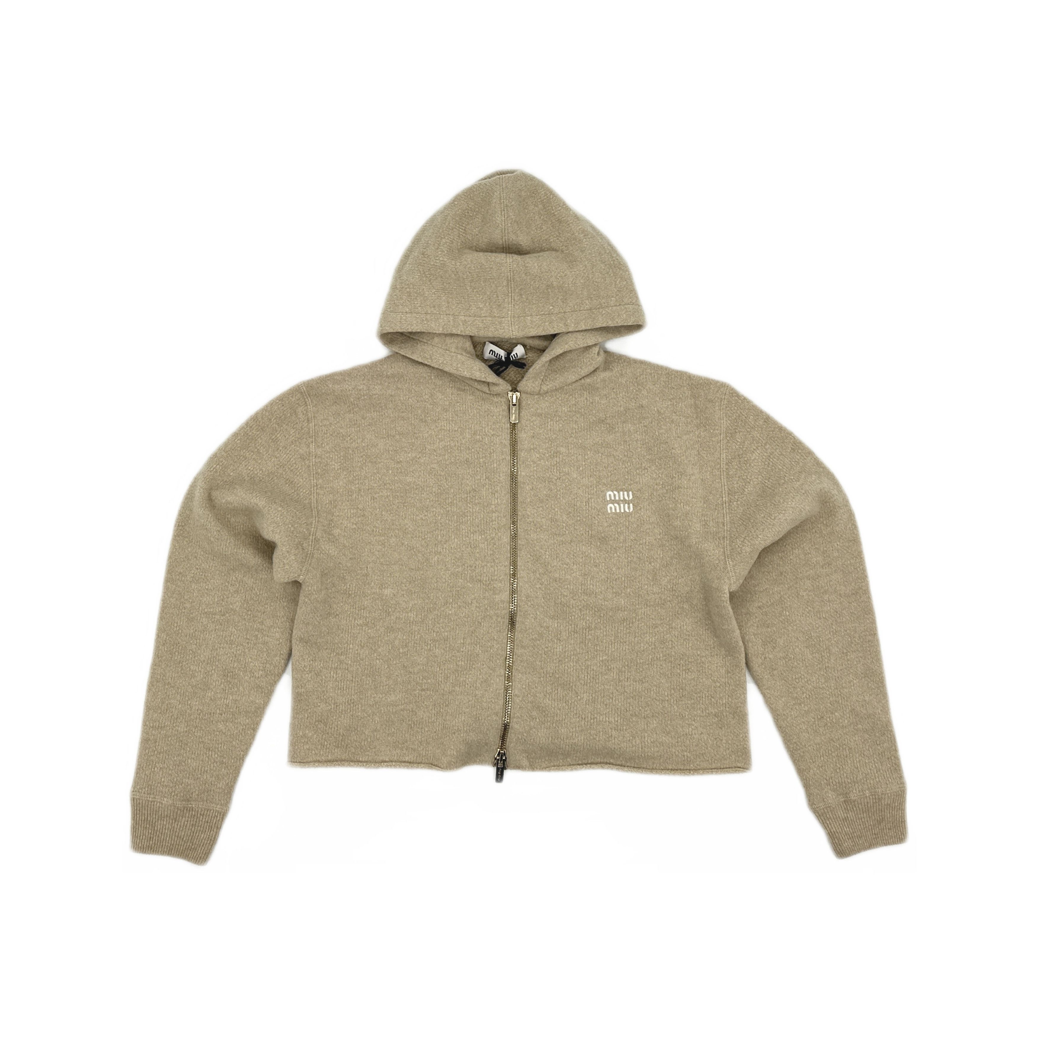 Miu Miu Miu Miu Logo Zip-Up Knit Hoodie Size 36 Size XS / US 0-2 / IT 36-38 - 1 Thumbnail