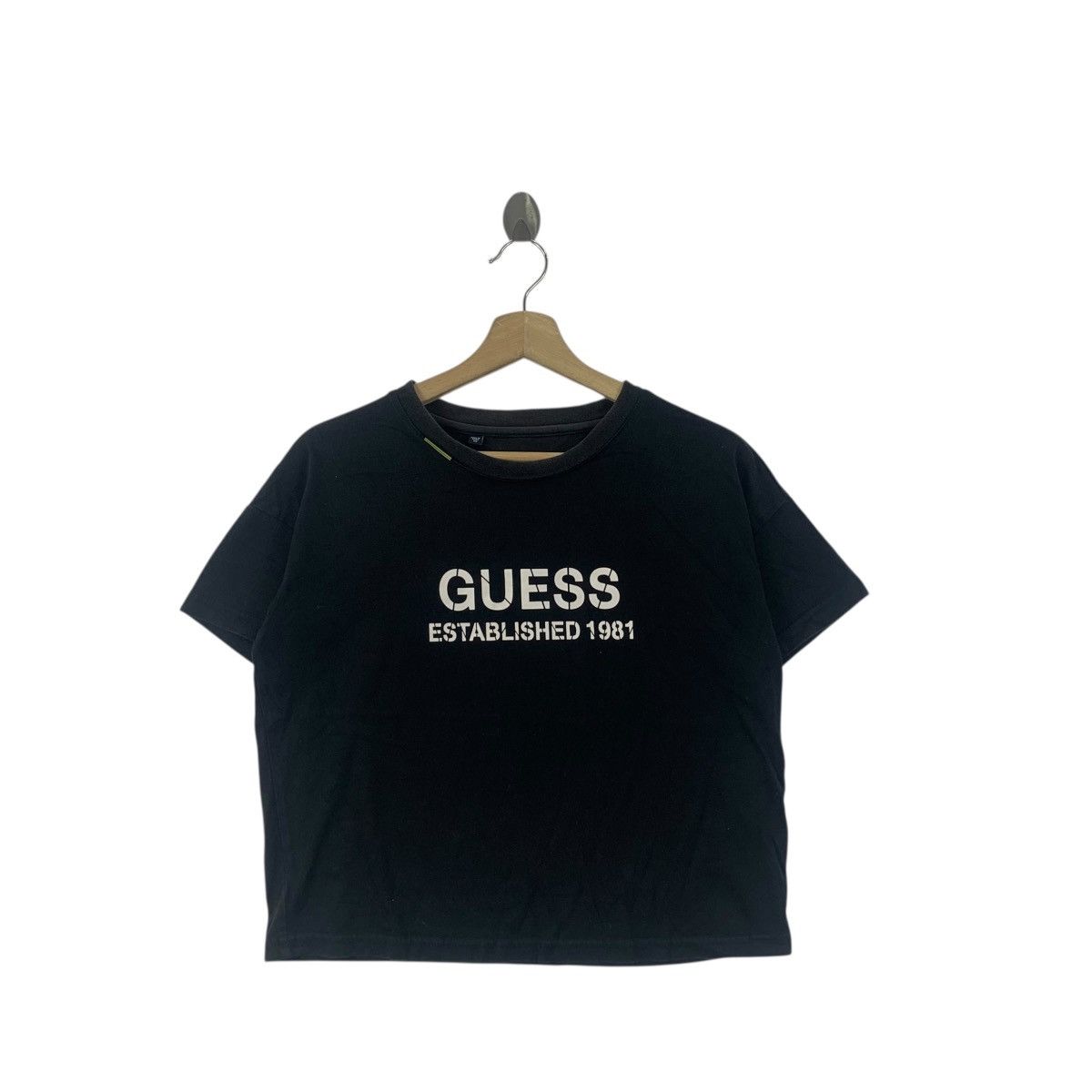Guess GUESS USA DENIM Lifestyle Logo Cropped Top Tee Shirt Black Size XS / US 0-2 / IT 36-38 - 3 Thumbnail