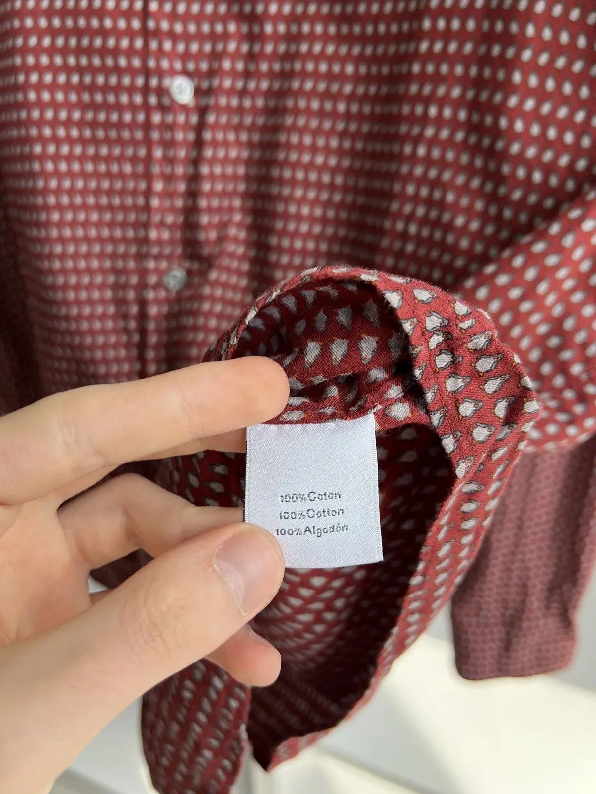 Designer × Hermes × Vintage Vintage Hermes Penguin Imprinted Fitted Coton Shirt Size US M / EU 48-50 / 2 - 10 Thumbnail