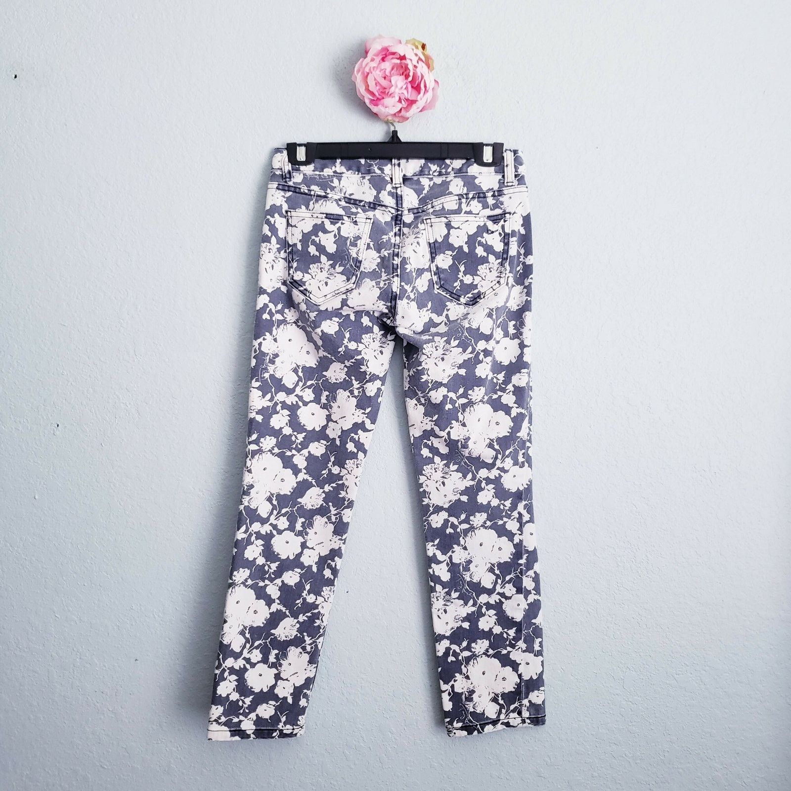 Tory Burch Tory Burch Alexa Cropped Mid-Rise Floral Skinny Jeans Sz 25 Size 25" / US 0 / IT 36 - 5 Thumbnail