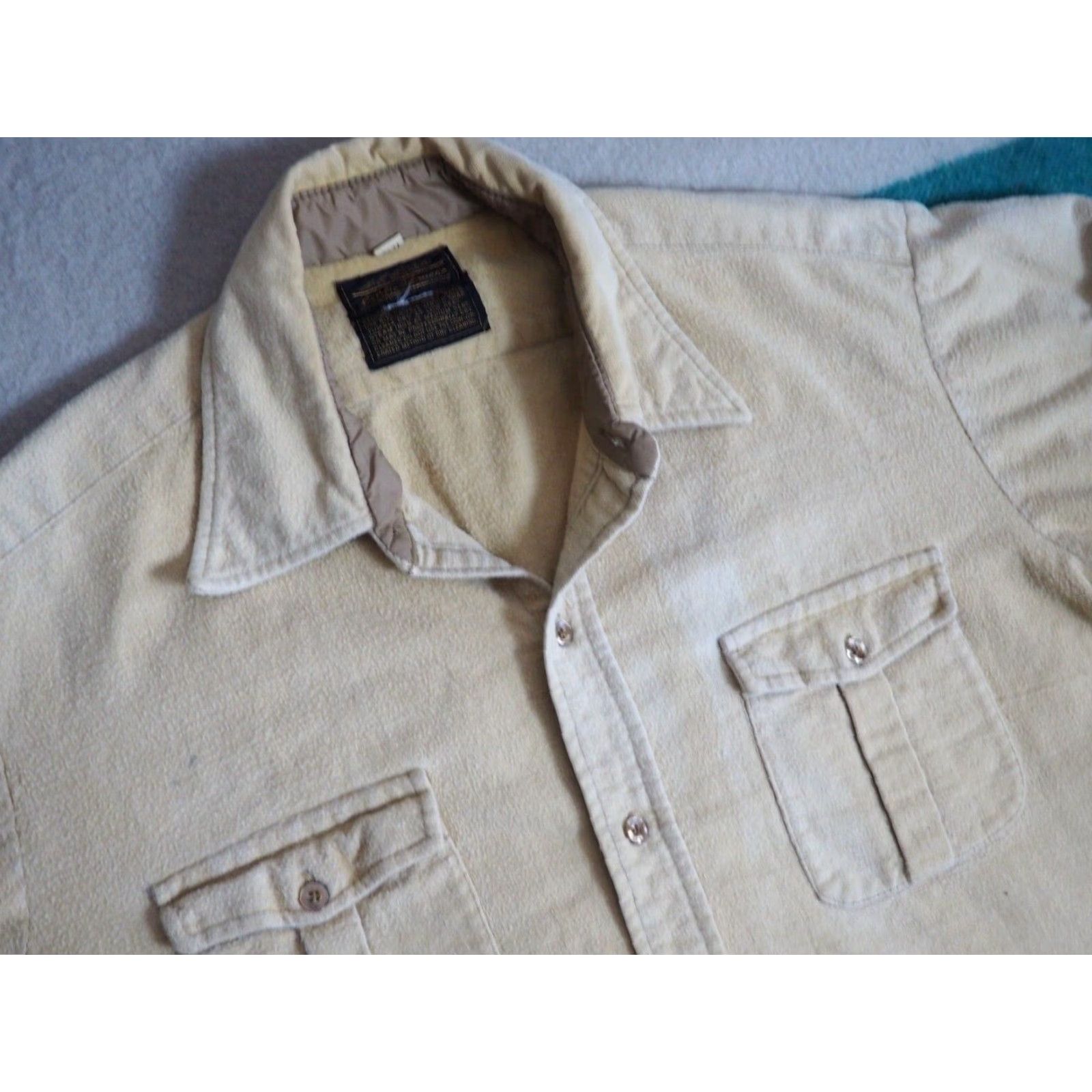 Eddie Bauer VTG 60s 70s Eddie Bauer Outdoor Shirt Mens XL Yellow Chamois Cloth Rustic Faded 1960s 1970s Look Hippy Size US XL / EU 56 / 4 - 4 Thumbnail