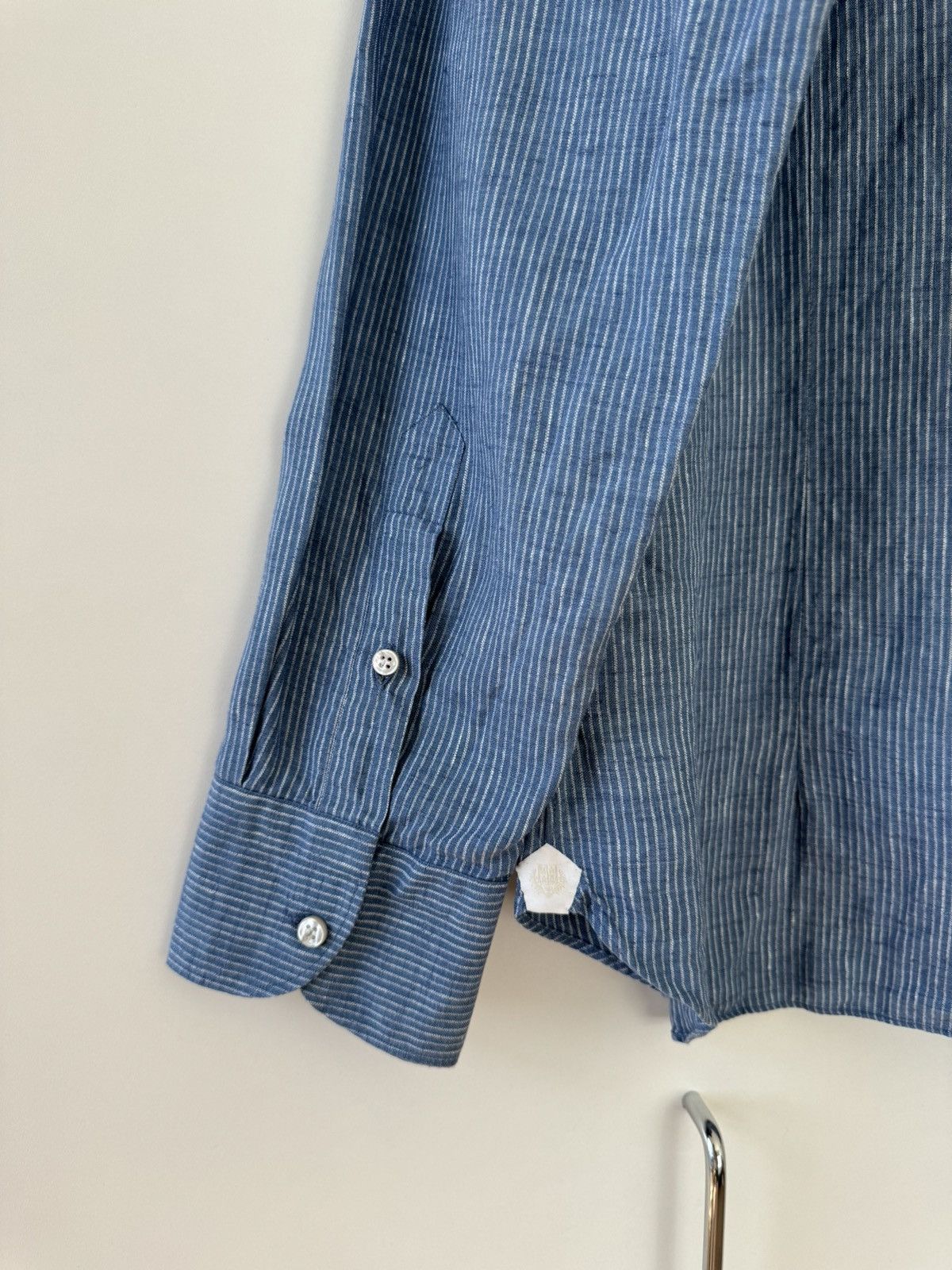 Loro Piana Arthur Arizona Blue Striped Aloe Linen Shirt XXL FAL1007 Size US XXL / EU 58 / 5 - 9 Thumbnail