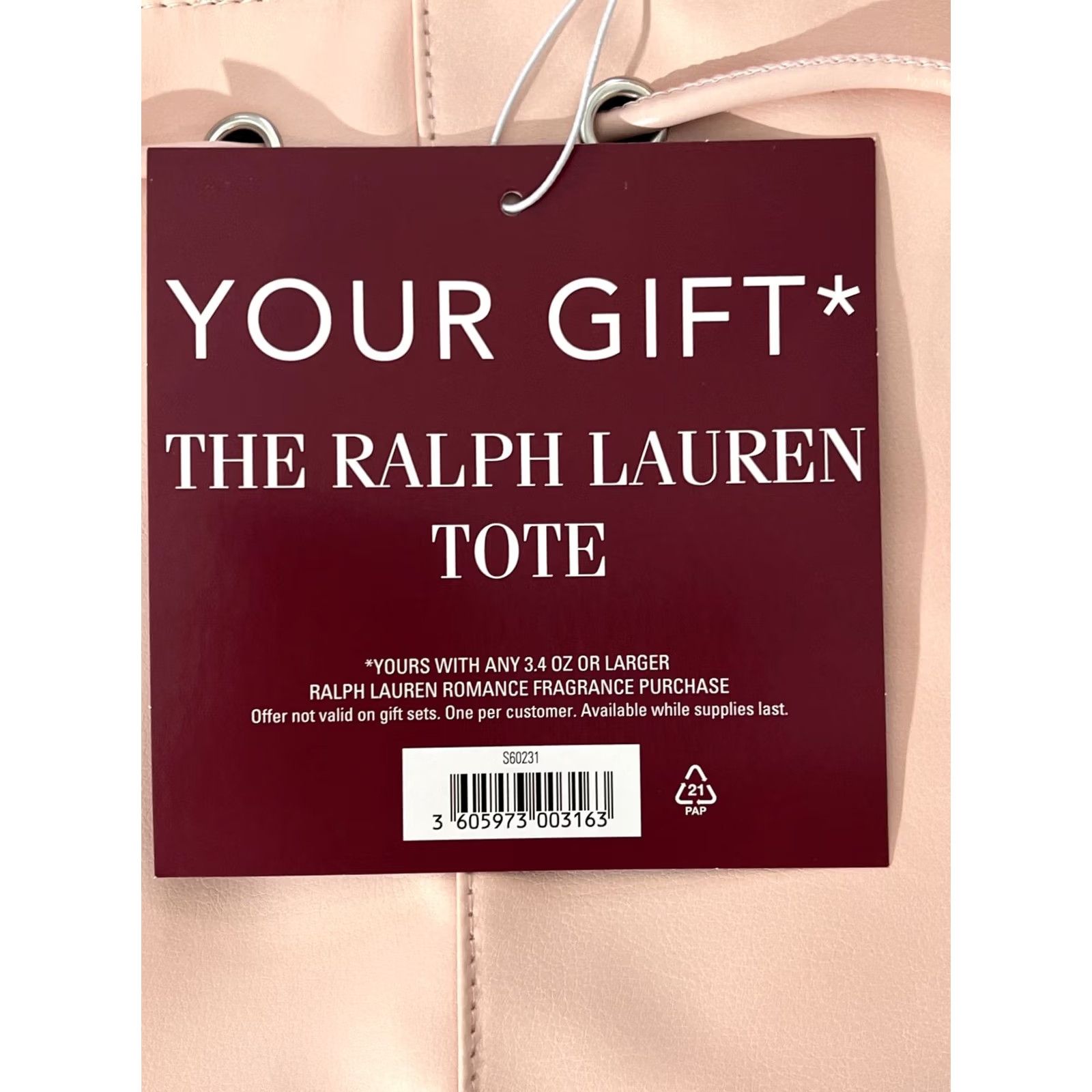 Ralph Lauren Ralph Lauren Tote Bag Womens Pink Drawstring Purse Luxury 17x12x6 Brand New with Tags Gift Wide Shoulder" Size ONE SIZE - 2 Thumbnail