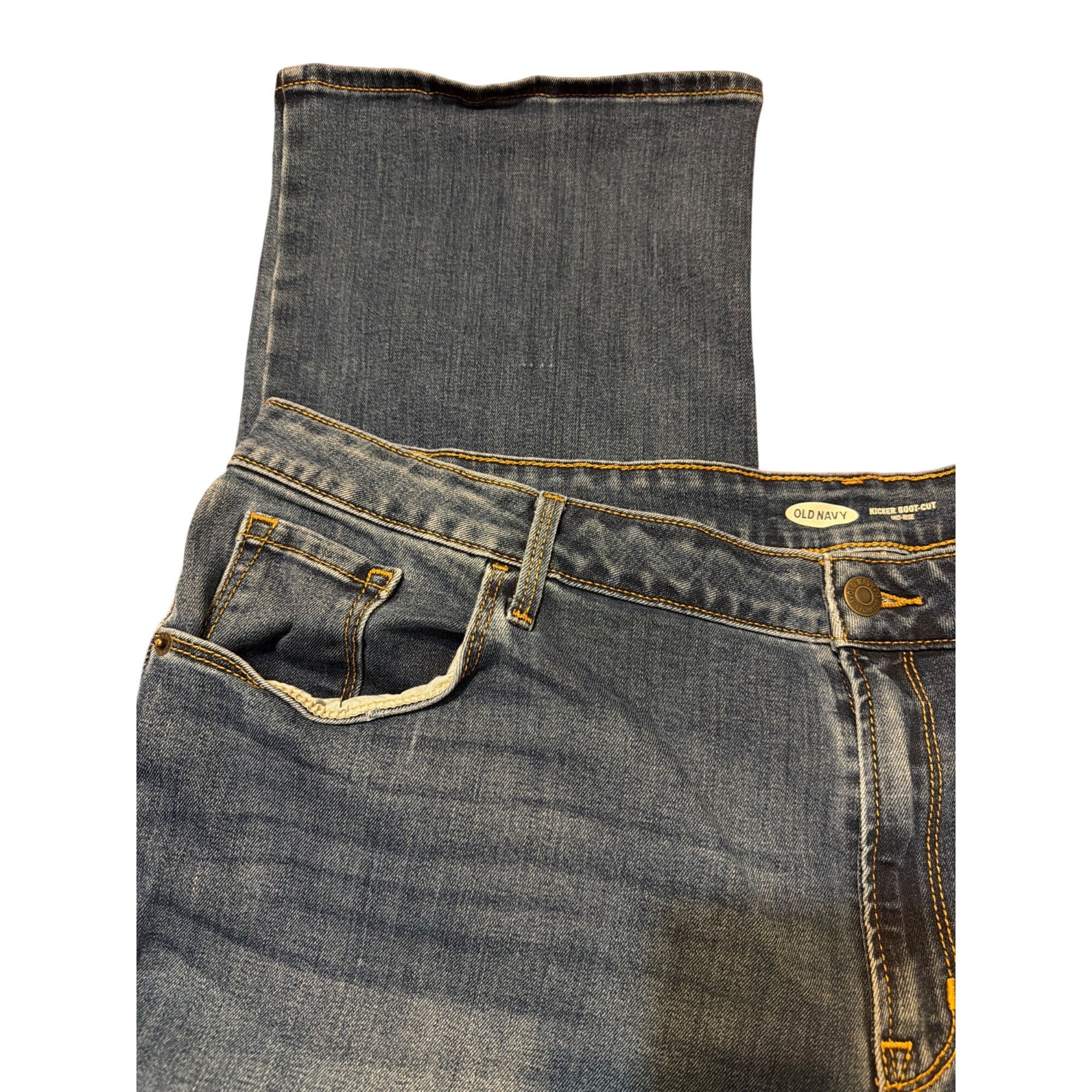 Old Navy Old Navy Kicker Boot Cut Mid Rise Jeans Blue Denim Stretch C Size 42" / US 20 - 2 Thumbnail