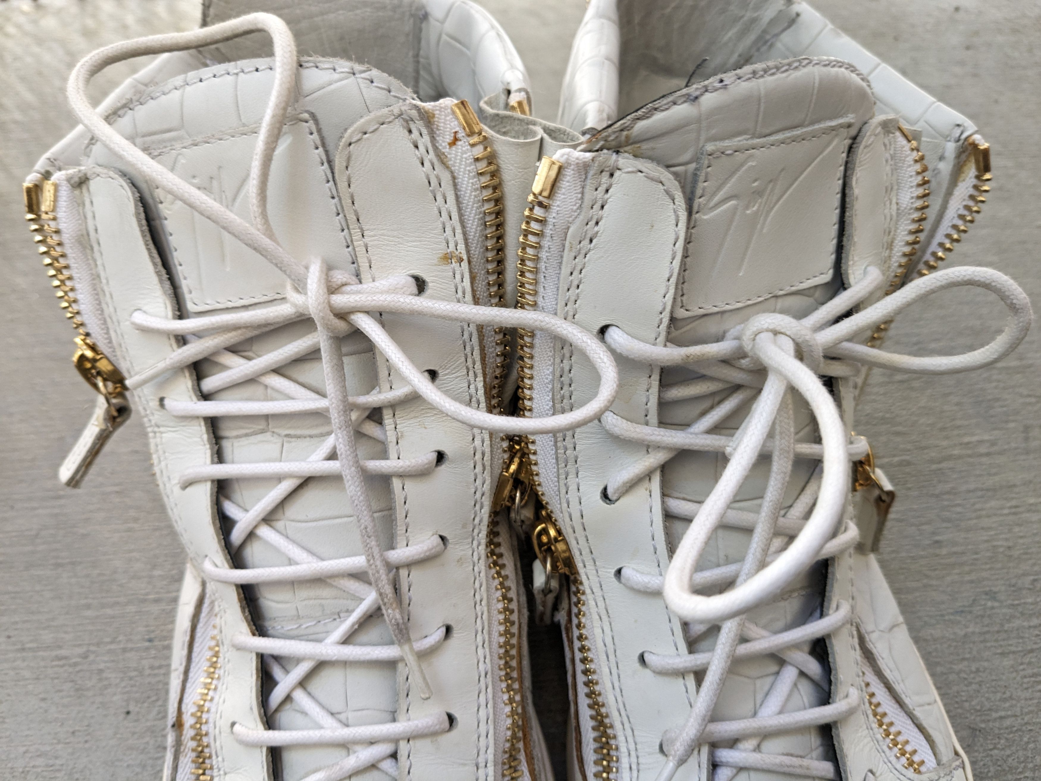 Designer Giuseppe Zanotti High Tops White 9 42 Croc Embossed Leather Size US 9 / EU 42 - 6 Thumbnail