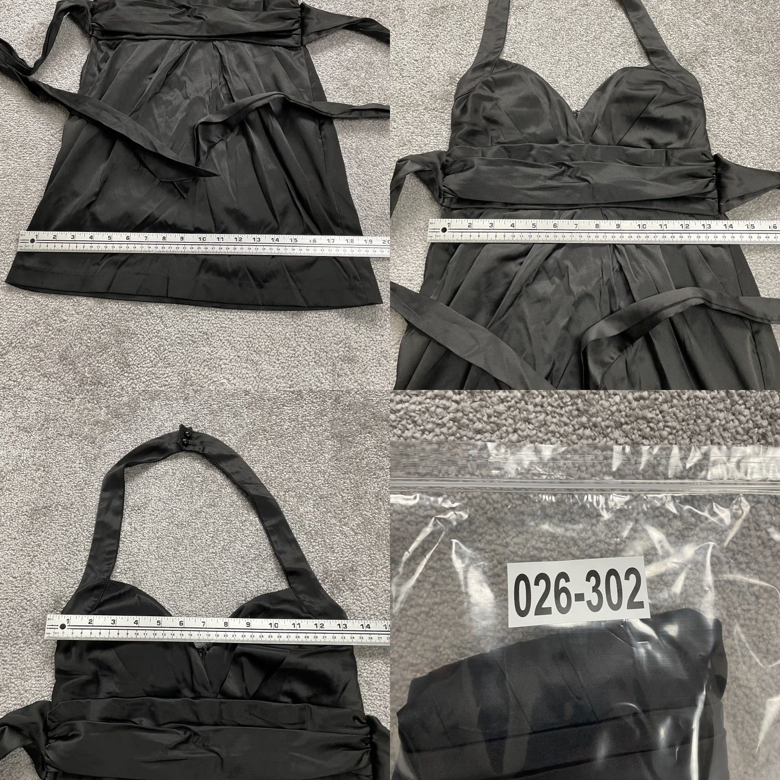 Vintage Mind Code Dress Womens Small Black Satin Mini Halter Backless Pleated Sweetheart Size S / US 4 / IT 40 - 8 Thumbnail