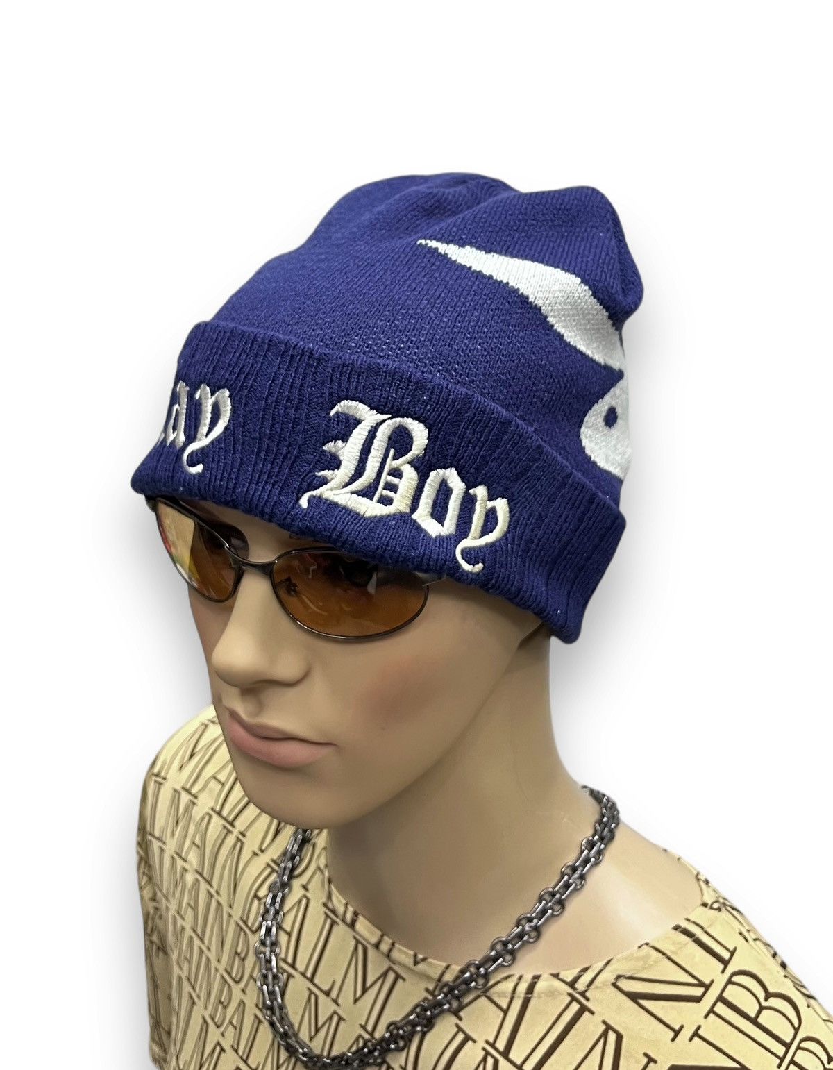 Playboy FYE 90’s PLAYBOY Classis Script Spell-Out Big Bunny Beanie💥 Size ONE SIZE - 5 Thumbnail