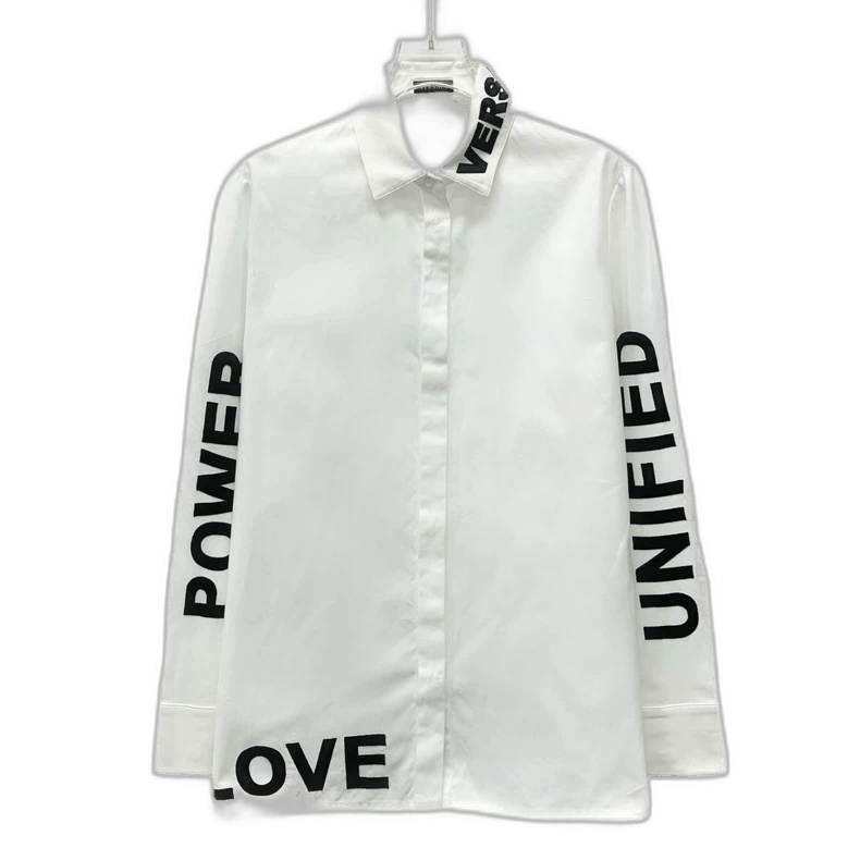 Versace Versace White Logo Long Sleeve Shirt Size 42 Size US M / EU 48-50 / 2 - 1 Thumbnail