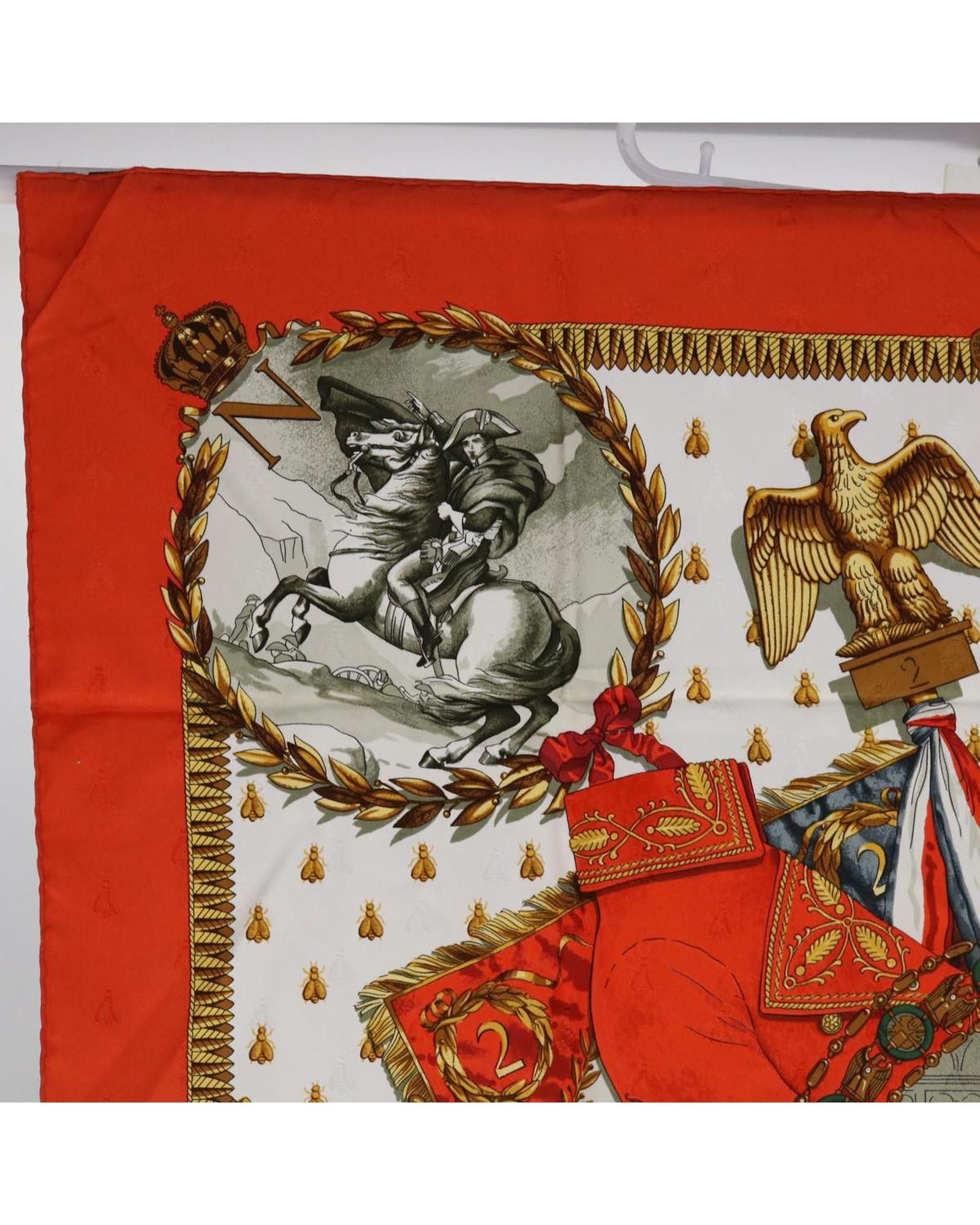 image of Hermes Iconic Silk Square Scarf With Colorful Design in Orange, Women's