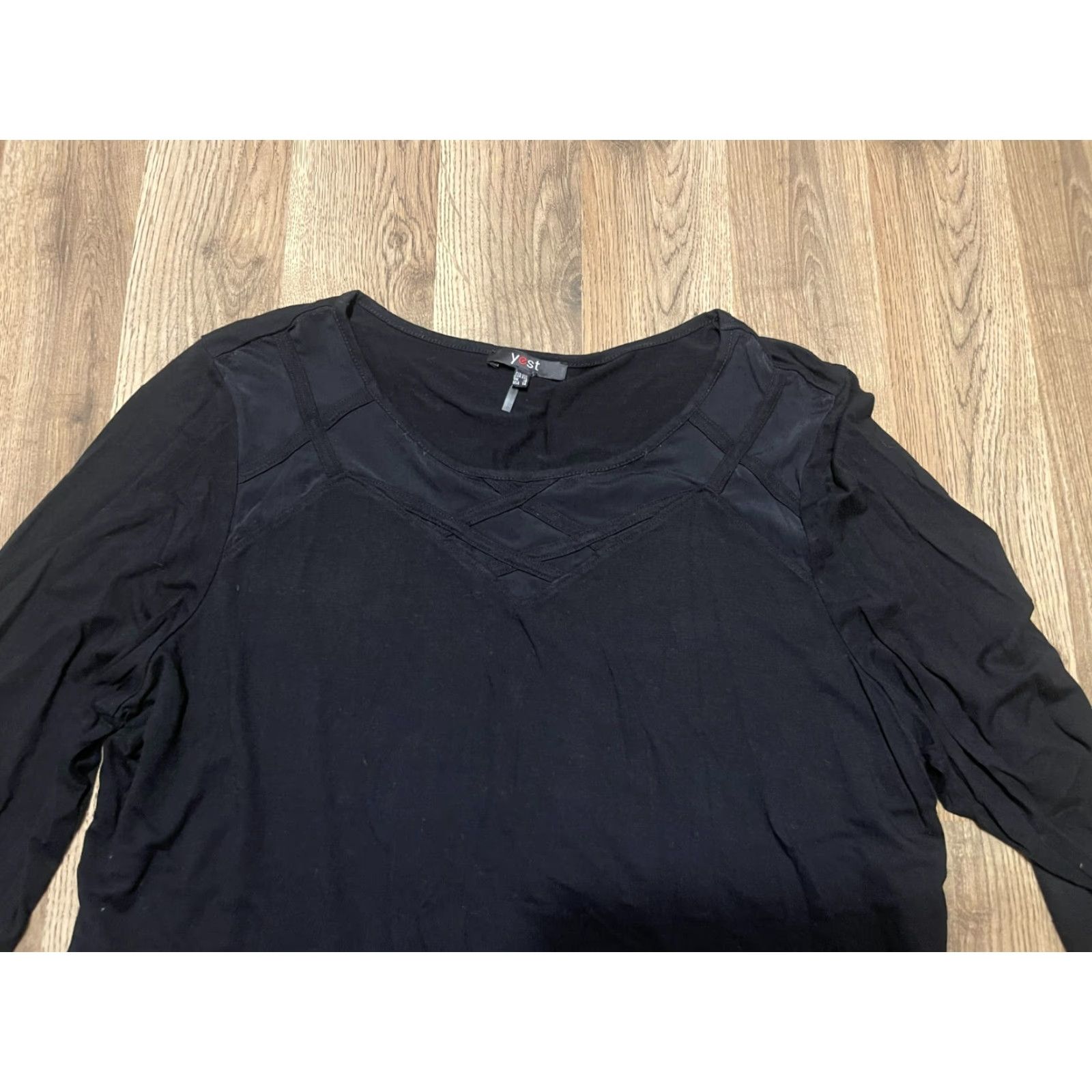 Vintage YEST Shirt Women's Size 14 Black 3/4 Sleeve Shirt Casual Modern Basic Tee Womens Size XL / US 12-14 / IT 48-50 - 5 Thumbnail