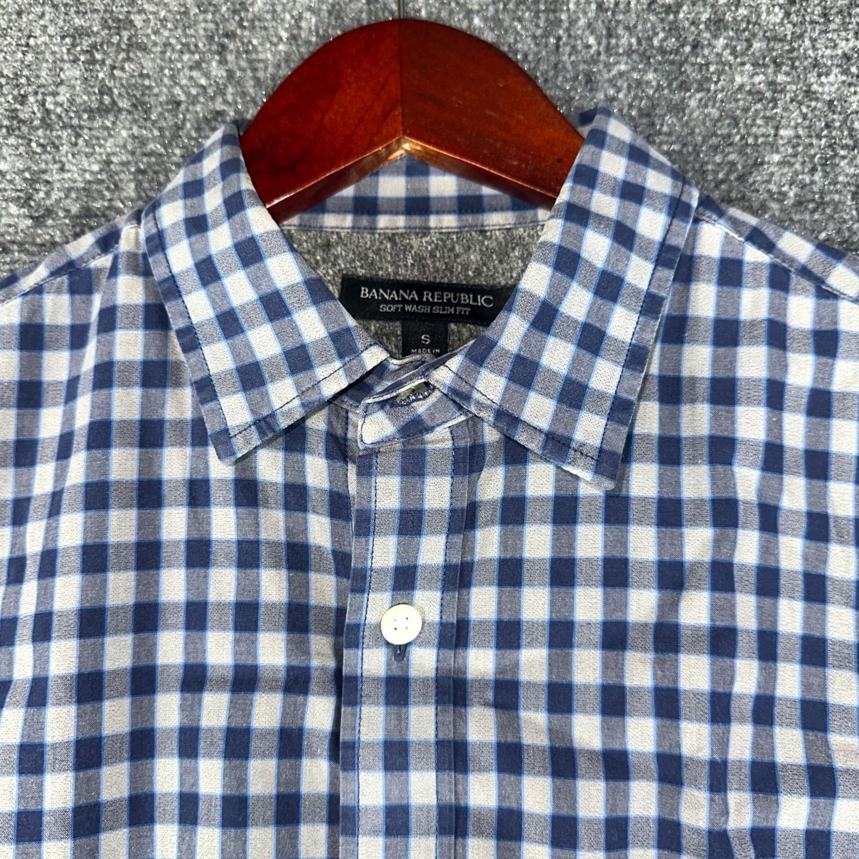 Eddie Bauer Eddie Bauer Shirt Mens S Blue Gray Gingham Check Cotton Soft Wash Slim Fit Button-Up Long Sleeve Casual Business Travel Men Mens Size US S / EU 44-46 / 1 - 4 Thumbnail