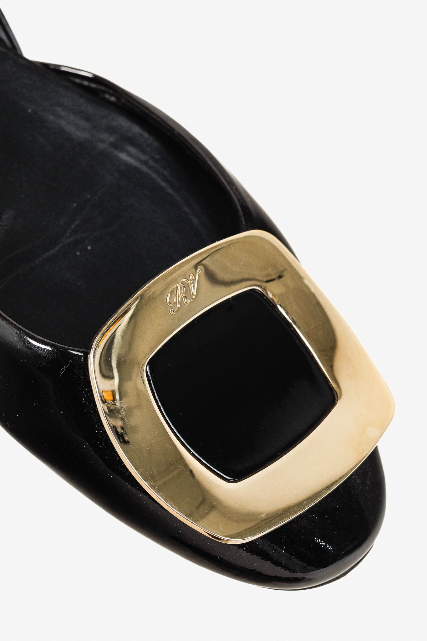 Roger Vivier Roger Vivier Chips Black Patent Leather Buckle Scrunch Flats Size US 5.5 / IT 35.5 - 8 Thumbnail