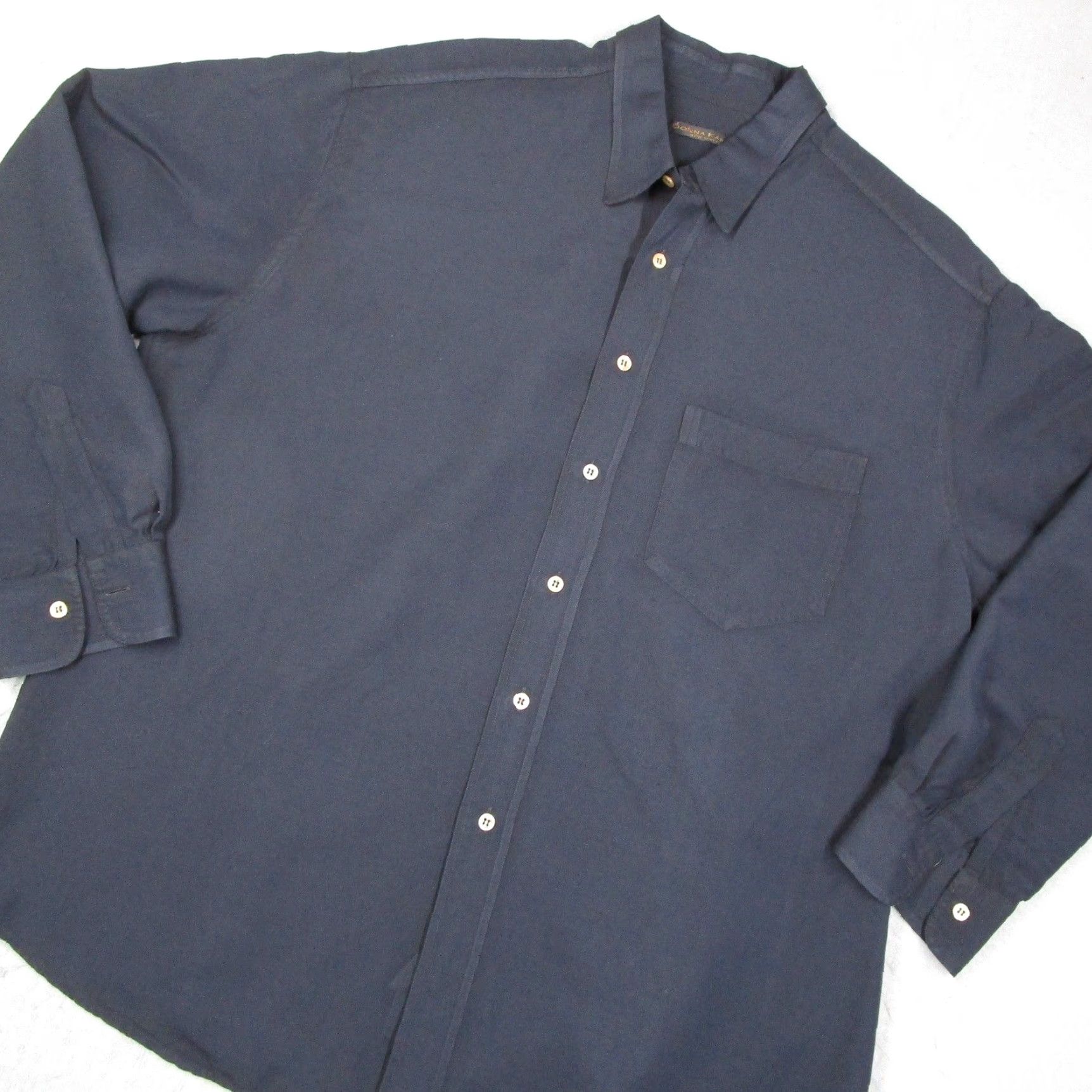 Donna Karan Donna Karan New York Mens XL Blue Button Down Shirt Made in Italy Rayon Blend Shirt Size US XL / EU 56 / 4 - 2 Thumbnail