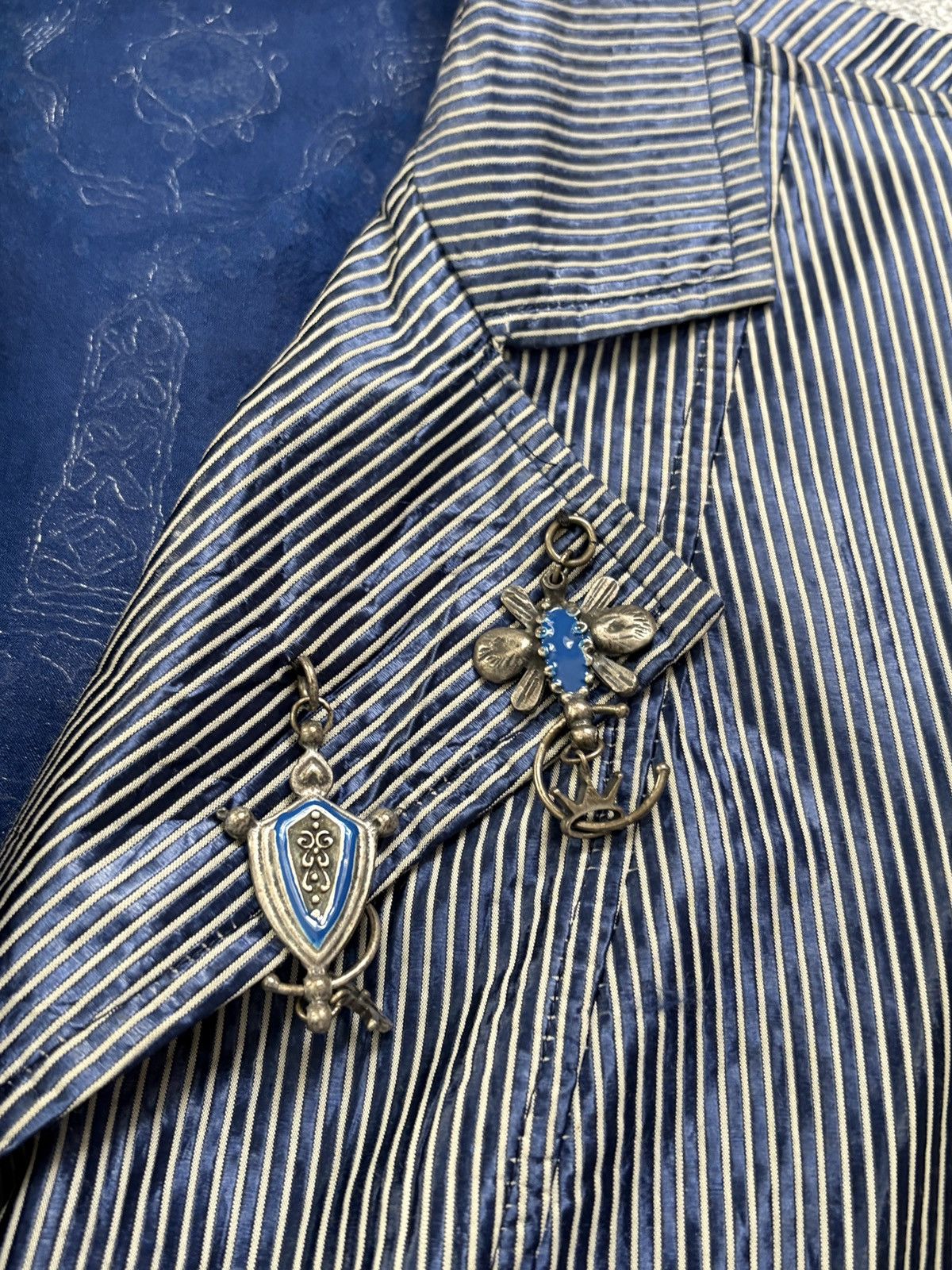Vintage Save The Queen! Blue Striped Embroidered Jacket Charms S Size S / US 4 / IT 40 - 5 Thumbnail