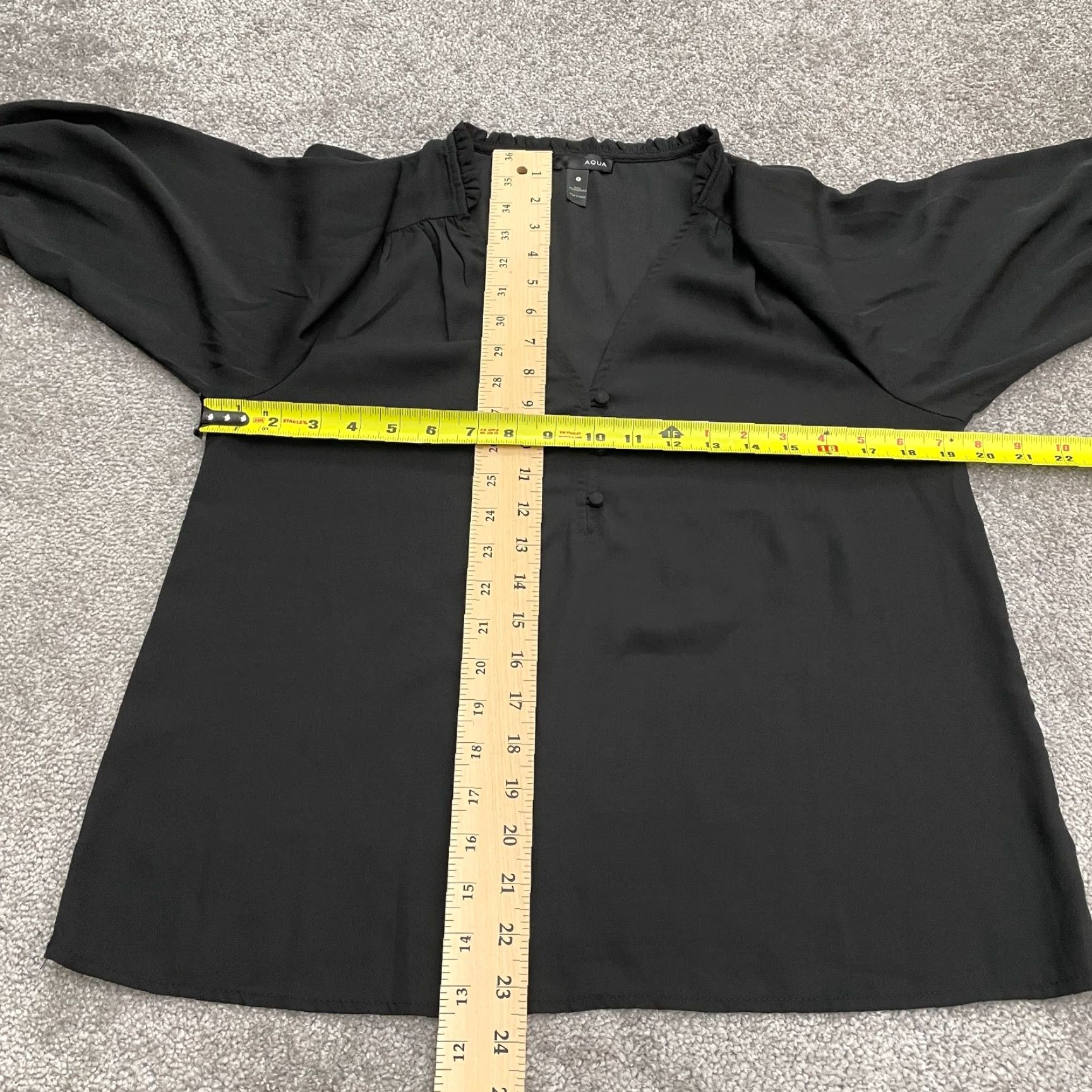 AQUA Aqua Blouse Womens Small Black Long Sleeve Henley V-Neck Top Size S / US 4 / IT 40 - 6 Thumbnail
