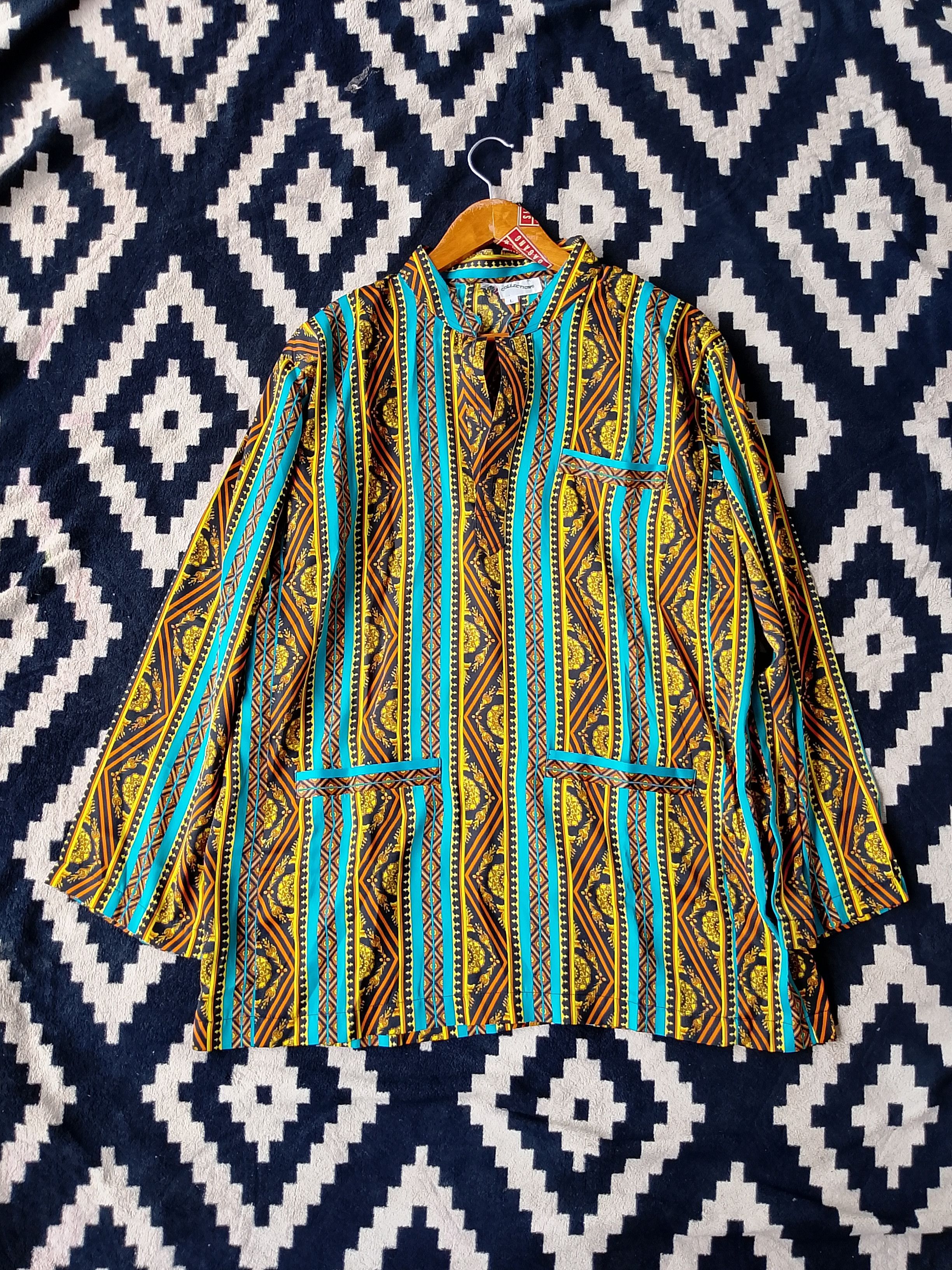 Vintage Vintage Sambalpuri Ornate Turquoise & Gold Kurta Shirt Size US L / EU 52-54 / 3 - 2 Thumbnail