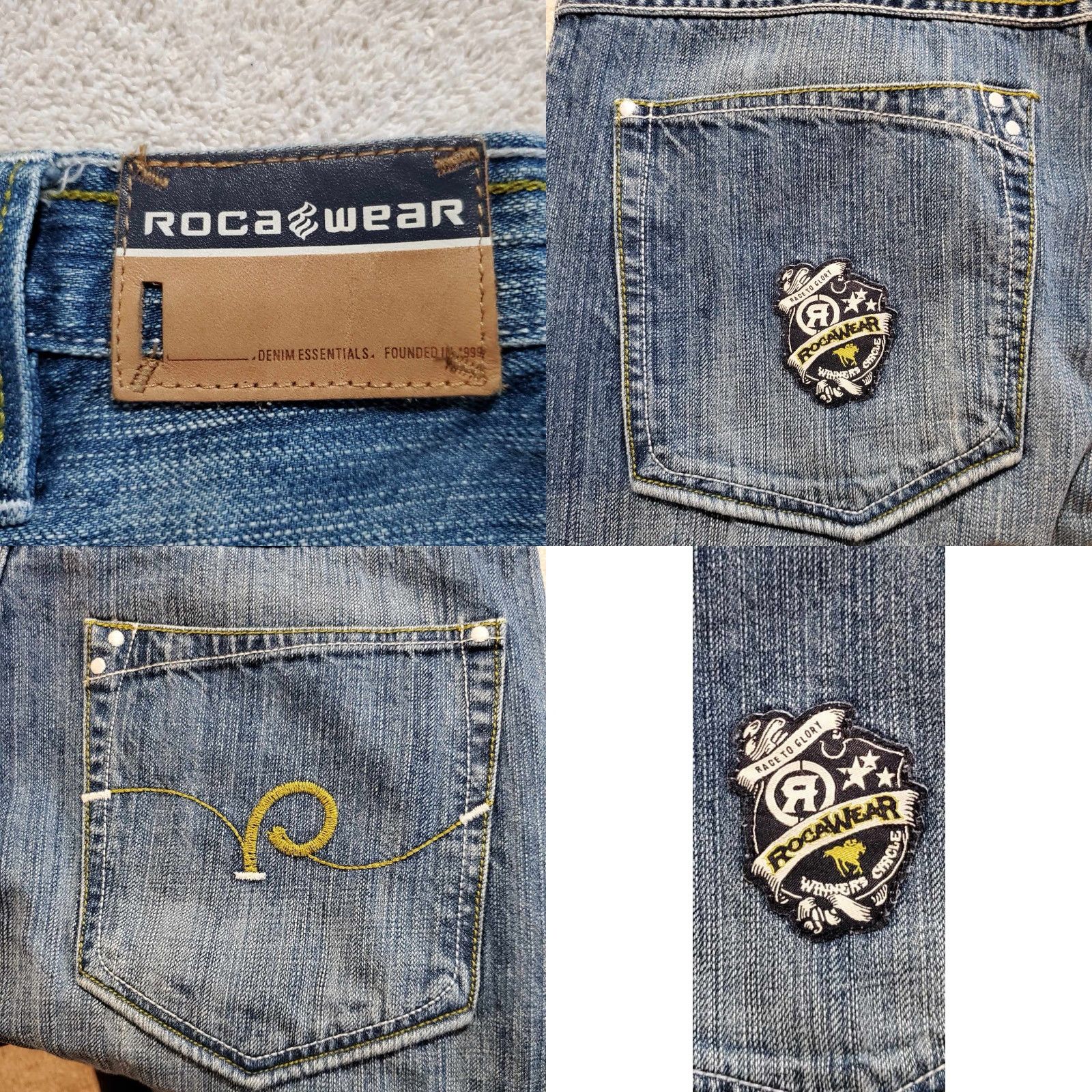 Rocawear VINTAGE Rocawear Hip Hop Jeans - Denim Wide-Leg Baggy 32 x 33 Blue Dark Wash Mens Size US 32 / EU 48 - 9 Thumbnail