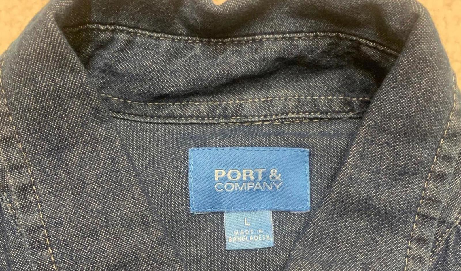 Other Port & Company Men's L Denim Blue Work Shirt NYCHA Size US L / EU 52-54 / 3 - 8 Thumbnail